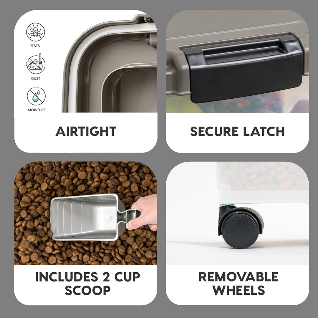 IRIS USA Pet Food Stackable Storage Container with Scoop, 30 lbs & 11 lbs Combo - VMInnovations