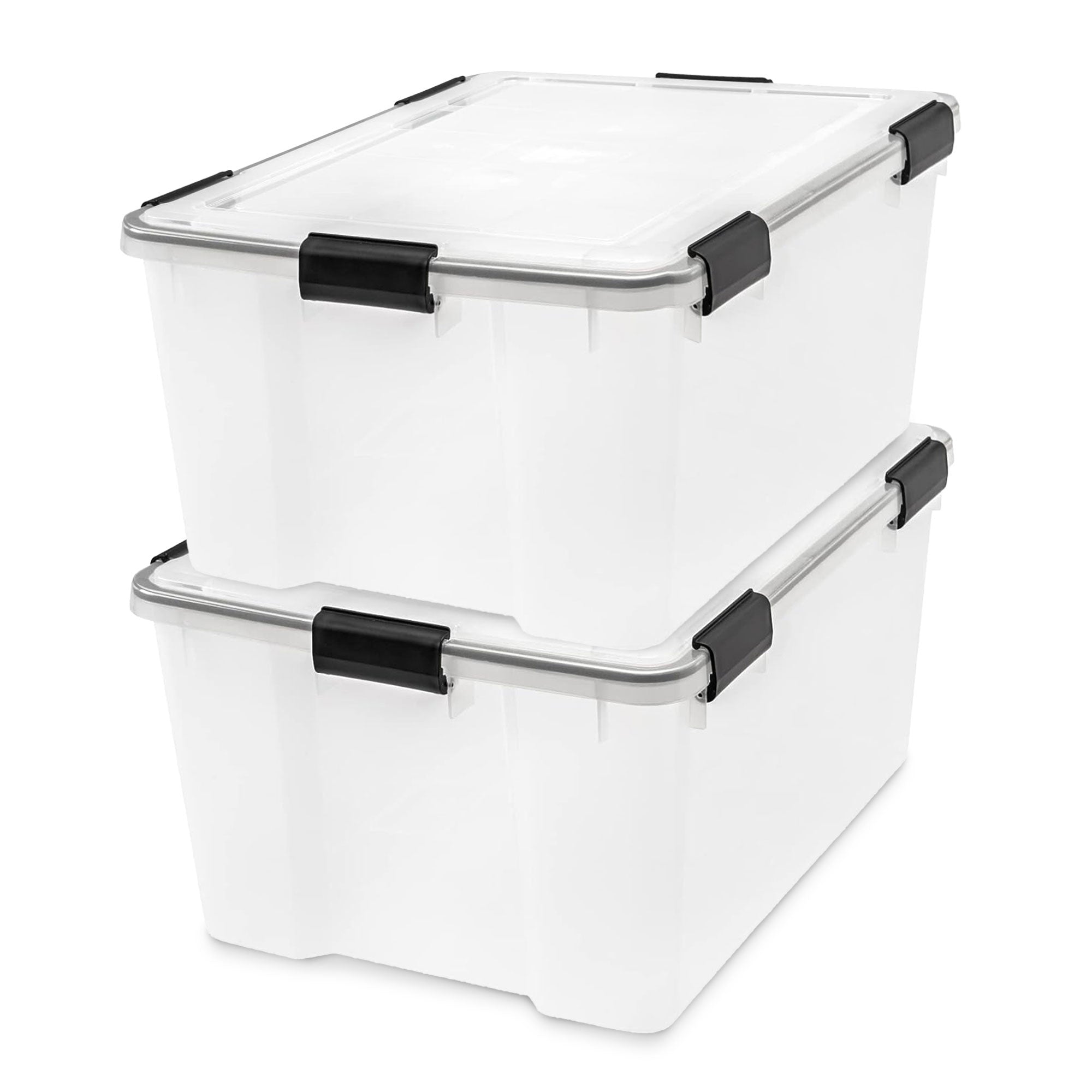 IRIS USA 4 Pack 63 Qt Storage Bins Plastic Gasket Box with Tight Latching Lids