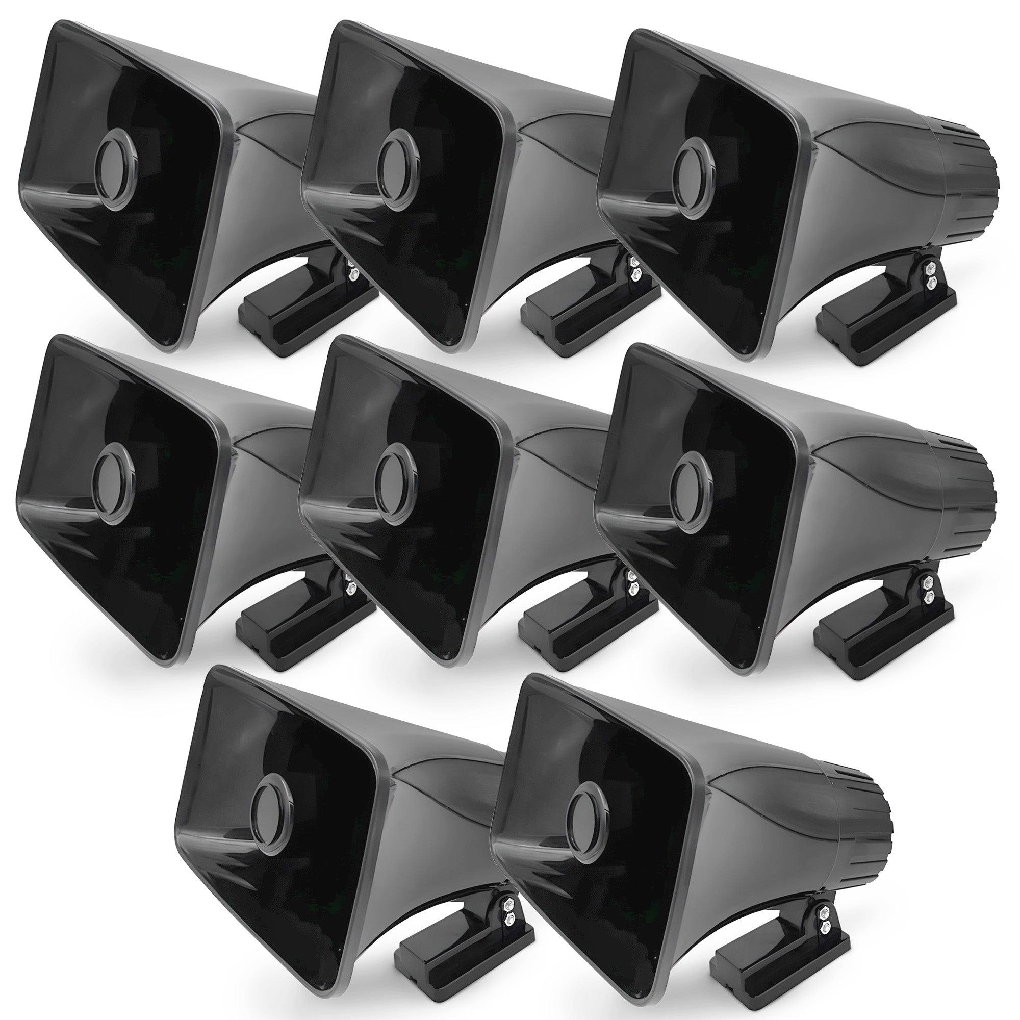 Pyle 6" PA Horn Speaker for Indoor/Outdoor Use, 50W Peak Power, Black, 8 Pack - VMInnovations