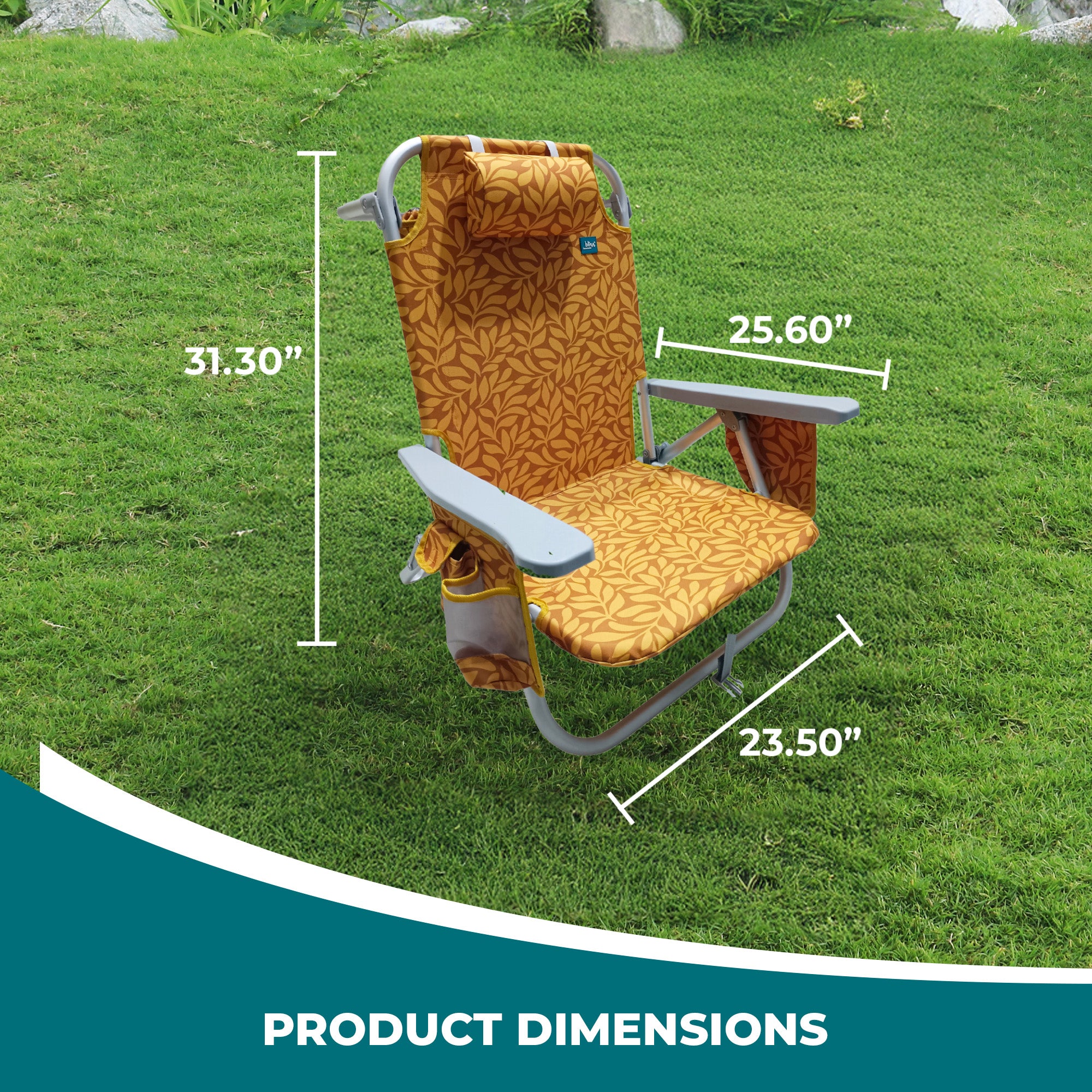 Bliss Hammocks Folding Beach Chair Recliner with Detachable Cooler, (Used)