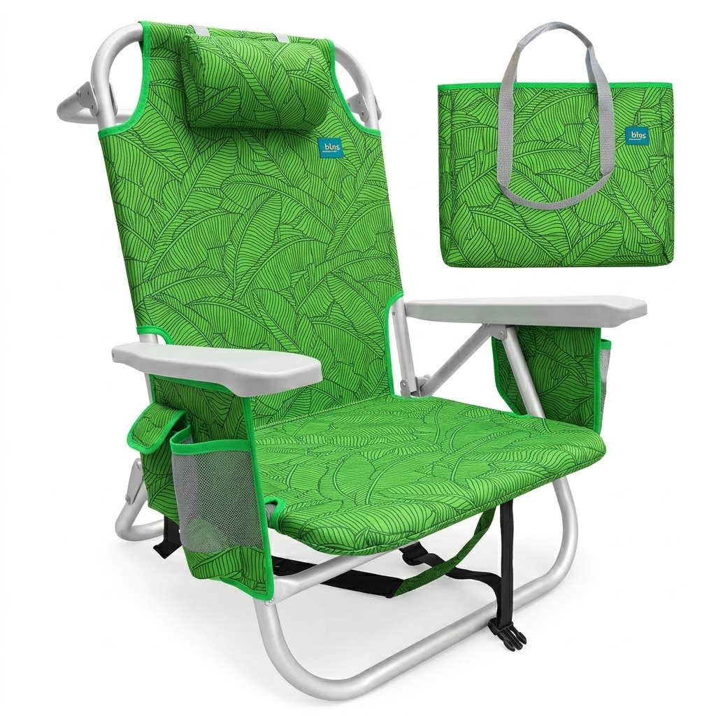 Bliss Hammocks Folding Beach Chair Recliner w/ Detachable Cooler (Open Box)