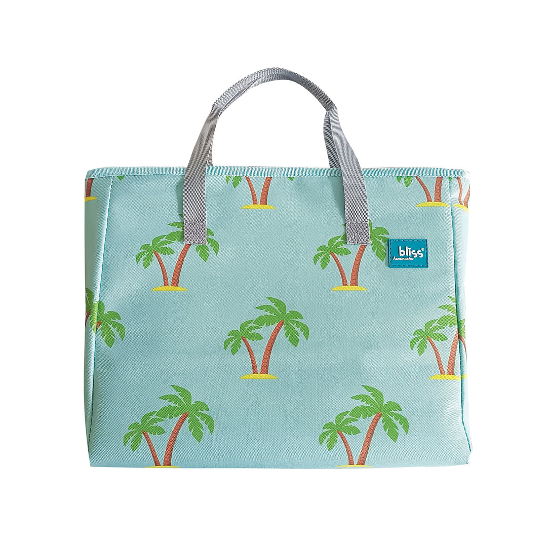Bliss Hammocks Folding Beach Chair Recliner with Detachable Cooler, Palm Tree - VMInnovations