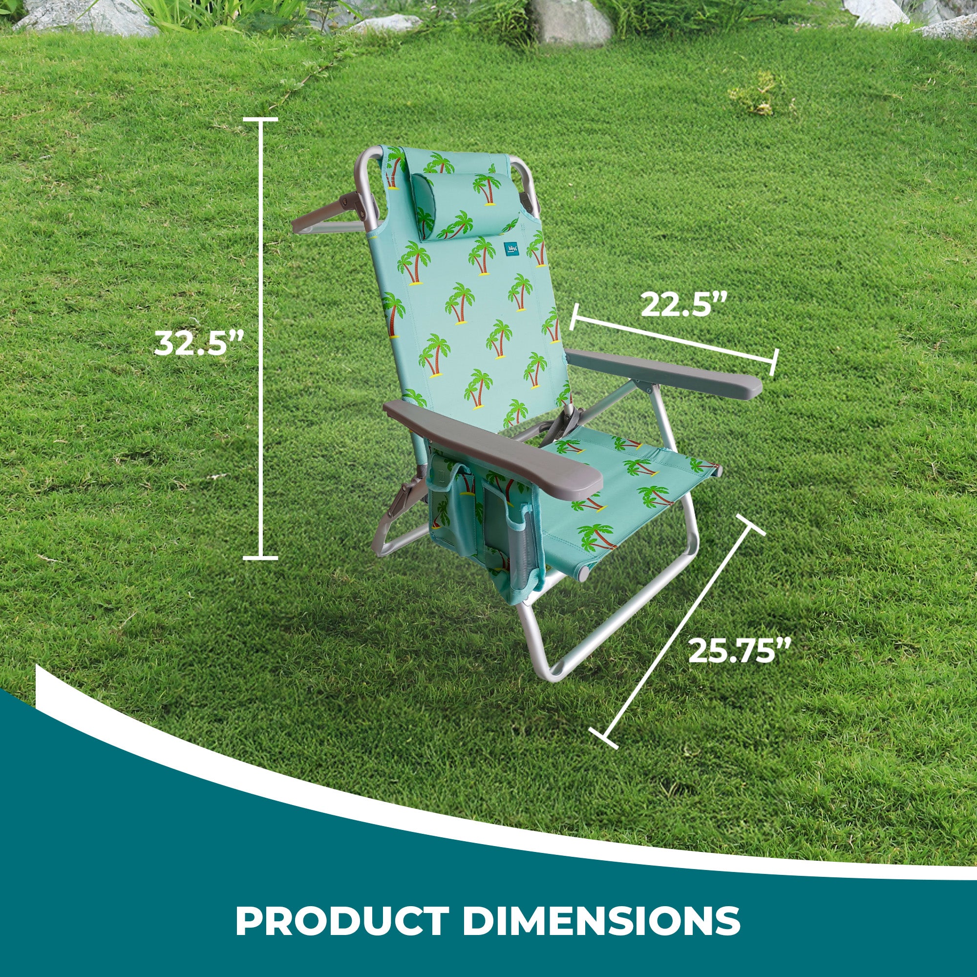Bliss Hammocks Folding Beach Chair, Backpack Recliner with Towel Rack (Open Box) - VMInnovations