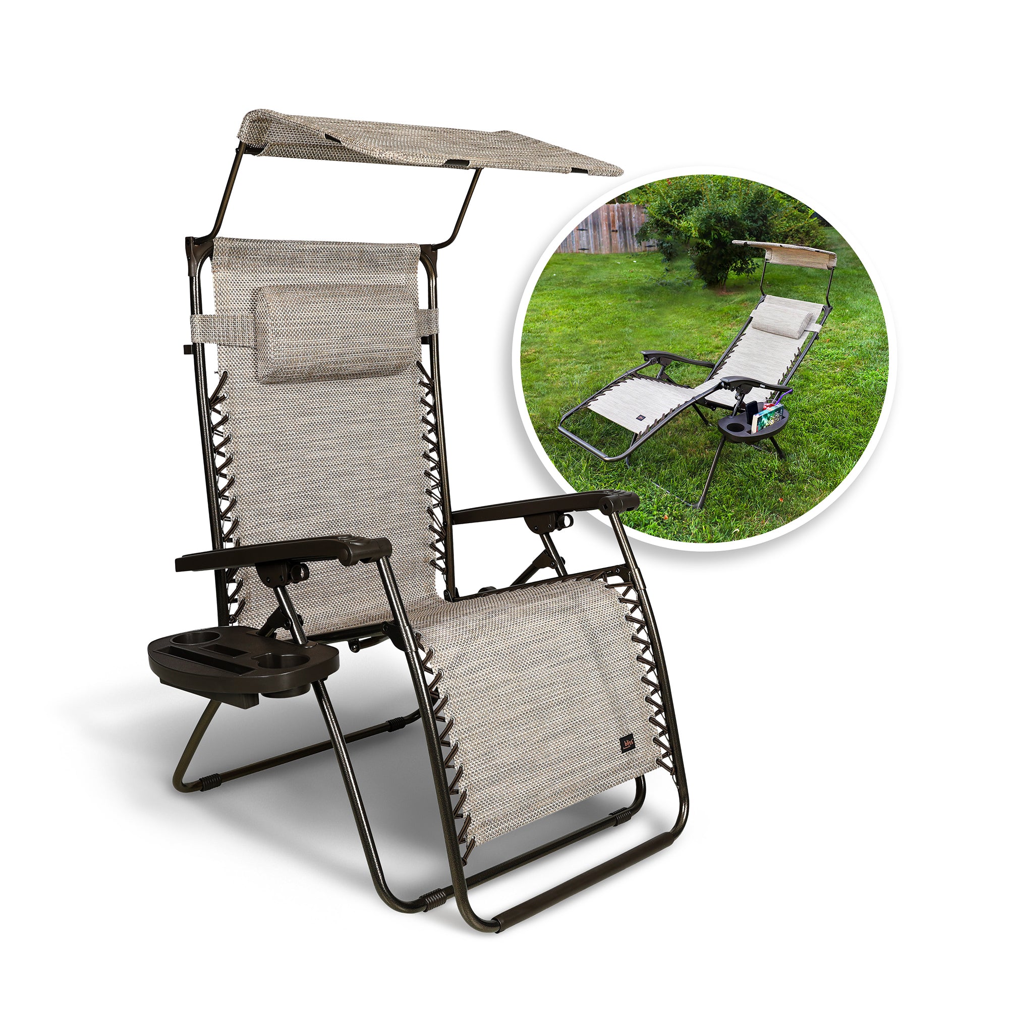Bliss Hammocks 30" Wide XL Zero Gravity Outdoor Lounge Chair w/ Canopy(Open Box)