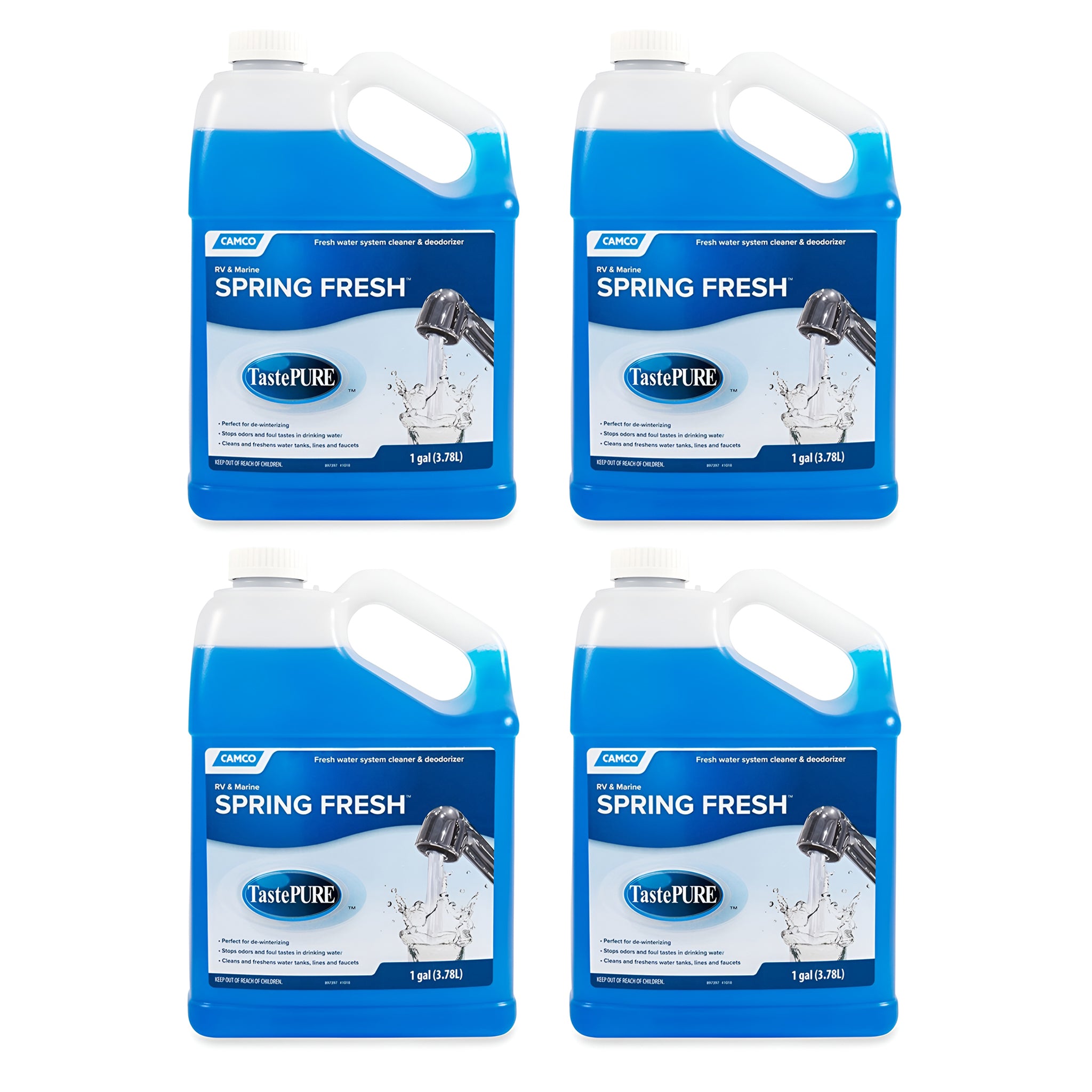 Camco TastePURE Spring Fresh 128 oz RV Water System Cleaner & Deodorizer, 4 Pack - VMInnovations