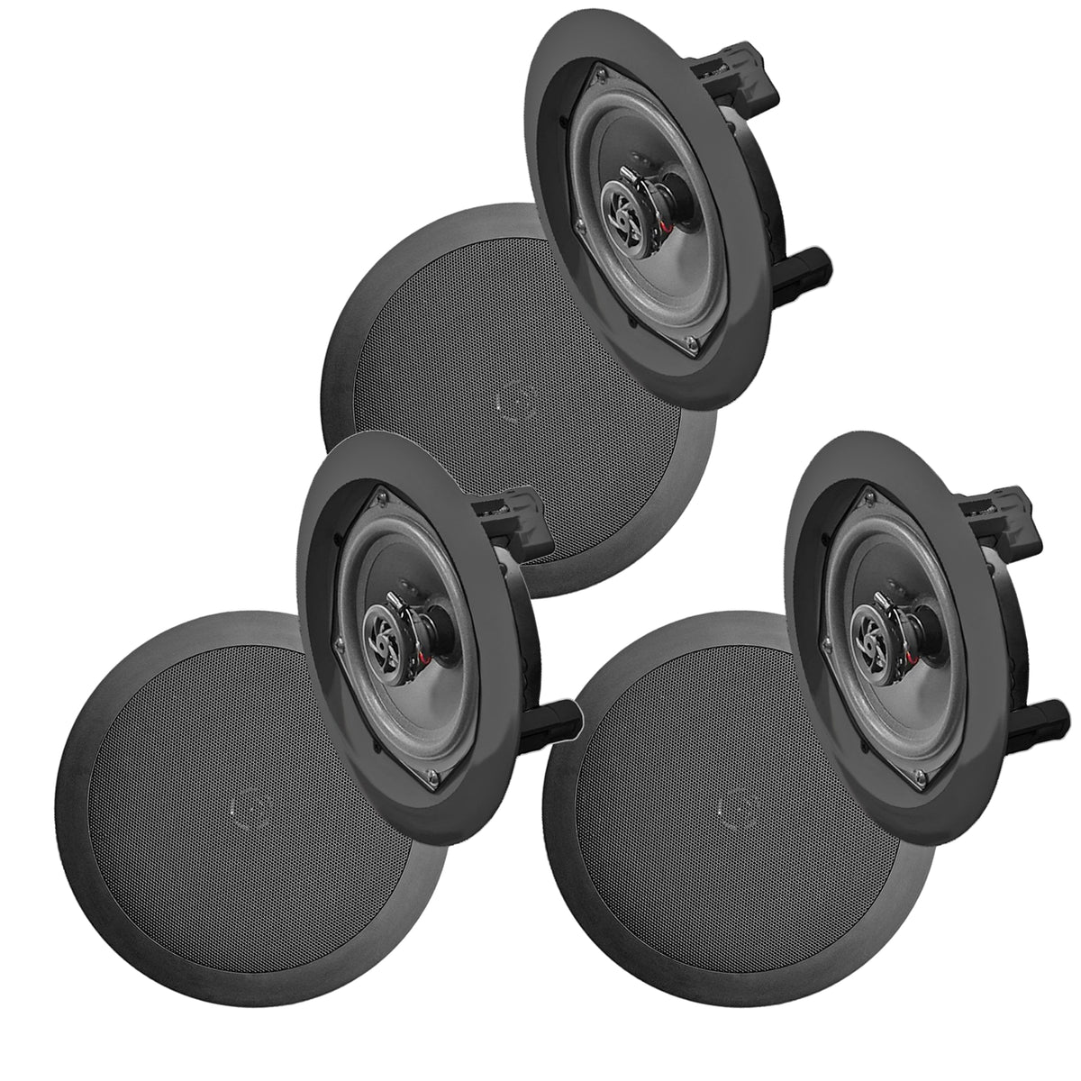 Pyle In Wall and In Ceiling Dual 6.5" Speaker System with Flush Mount, 3 Pack