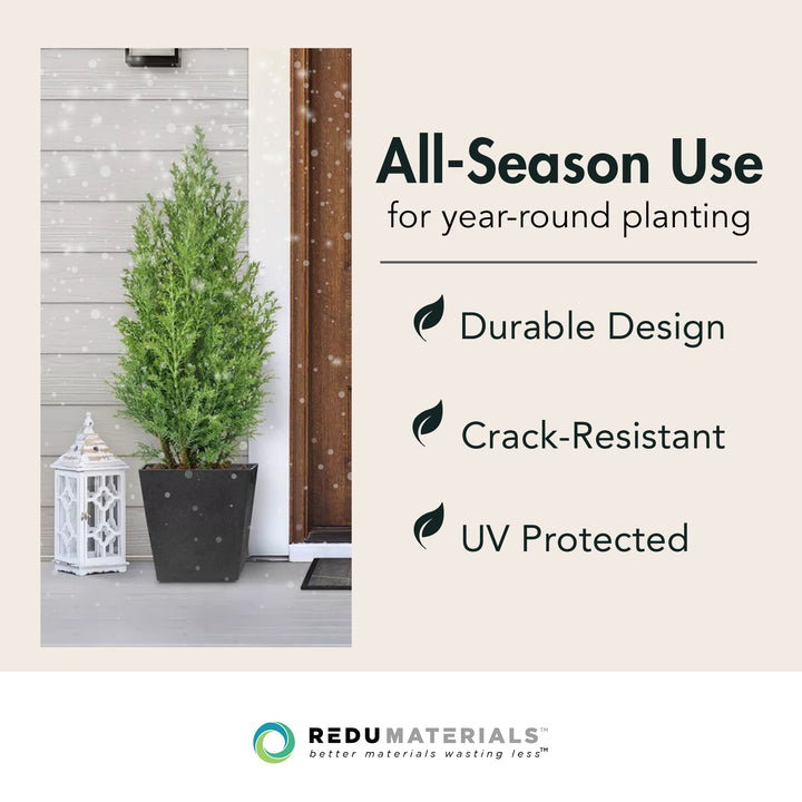 Tierra Verde 2 Pack Indoor Outdoor 13 Inch Self Watering Planters, Sonata, Black - VMInnovations