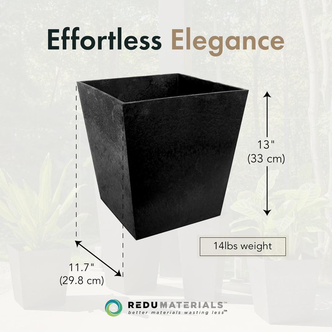 Tierra Verde 2 Pack Indoor Outdoor 13 Inch Self Watering Planters, Sonata, Black - VMInnovations