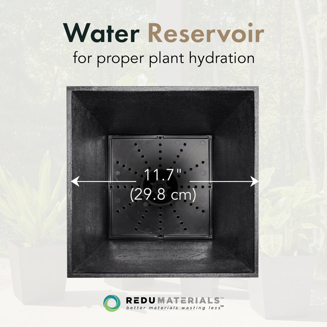 Tierra Verde 2 Pack Indoor Outdoor 13 Inch Self Watering Planters, Sonata, Black - VMInnovations