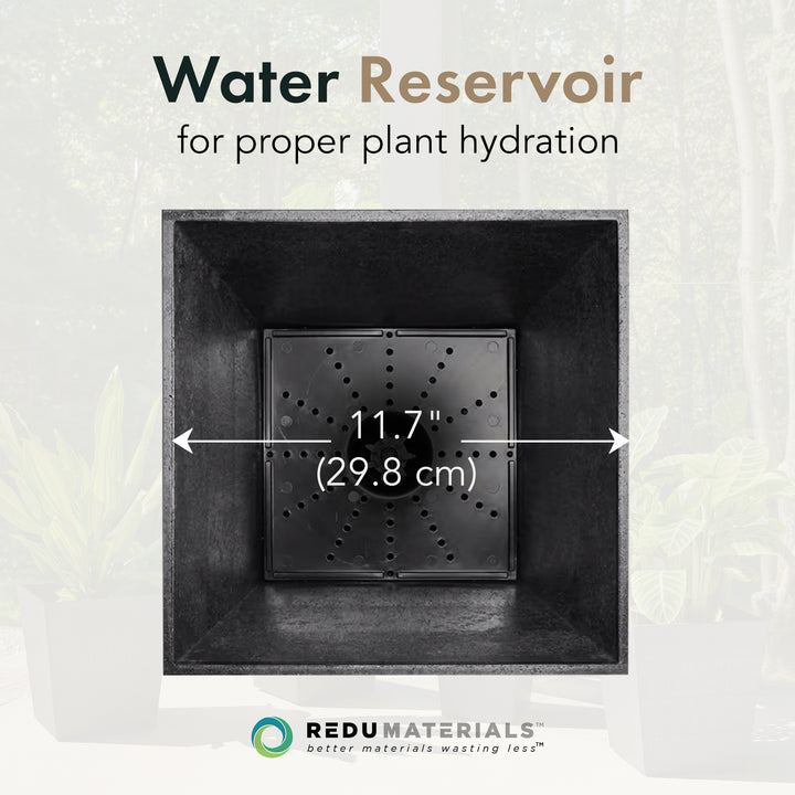 Tierra Verde 2 Pack Indoor Outdoor 13 Inch Self Watering Planters, Sonata, Black - VMInnovations