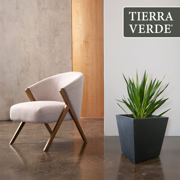 Tierra Verde 2 Pack Indoor Outdoor 13 Inch Self Watering Planters, Sonata, Black - VMInnovations