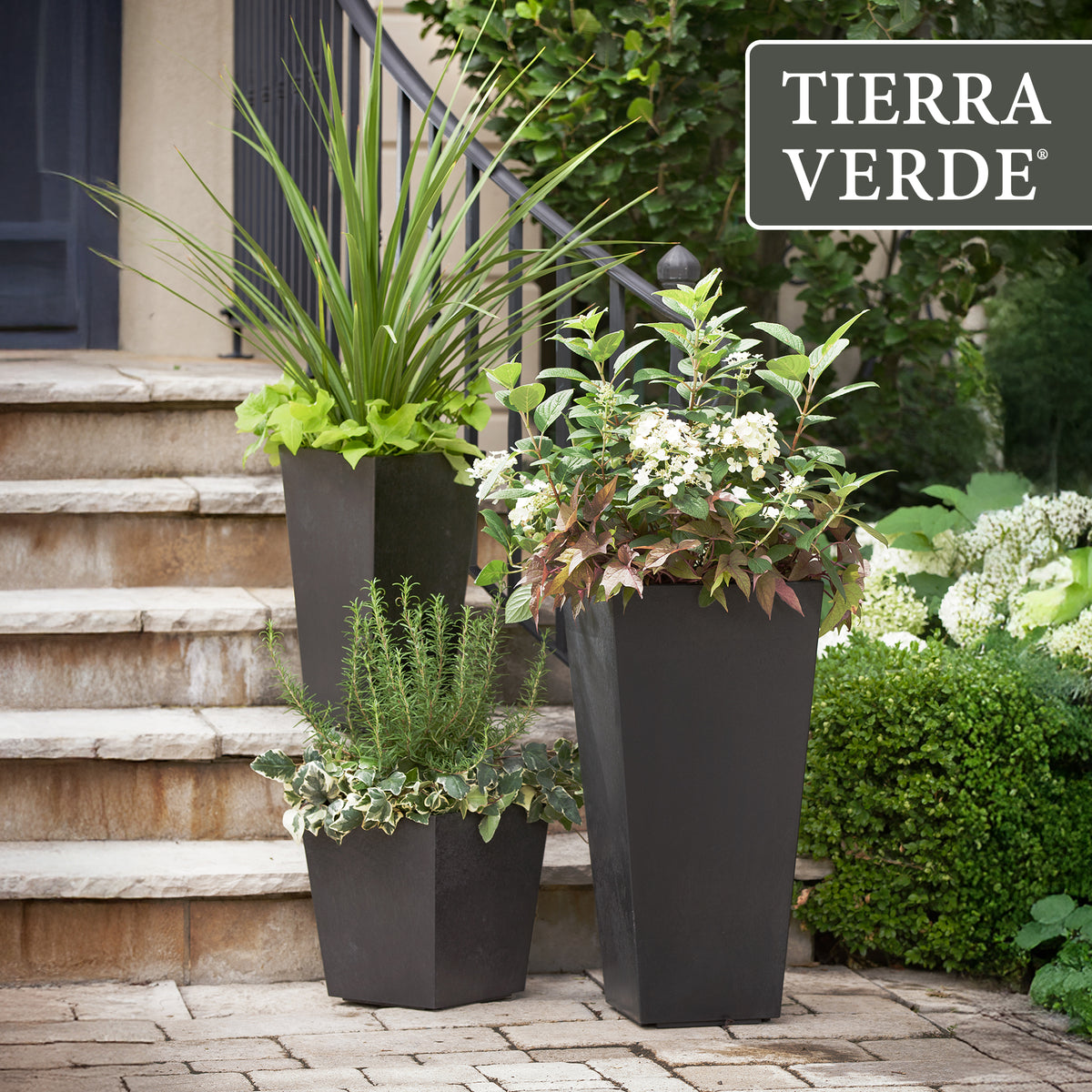 Tierra Verde 2 Pack Indoor Outdoor 13 Inch Self Watering Planters, (Open Box) - VMInnovations