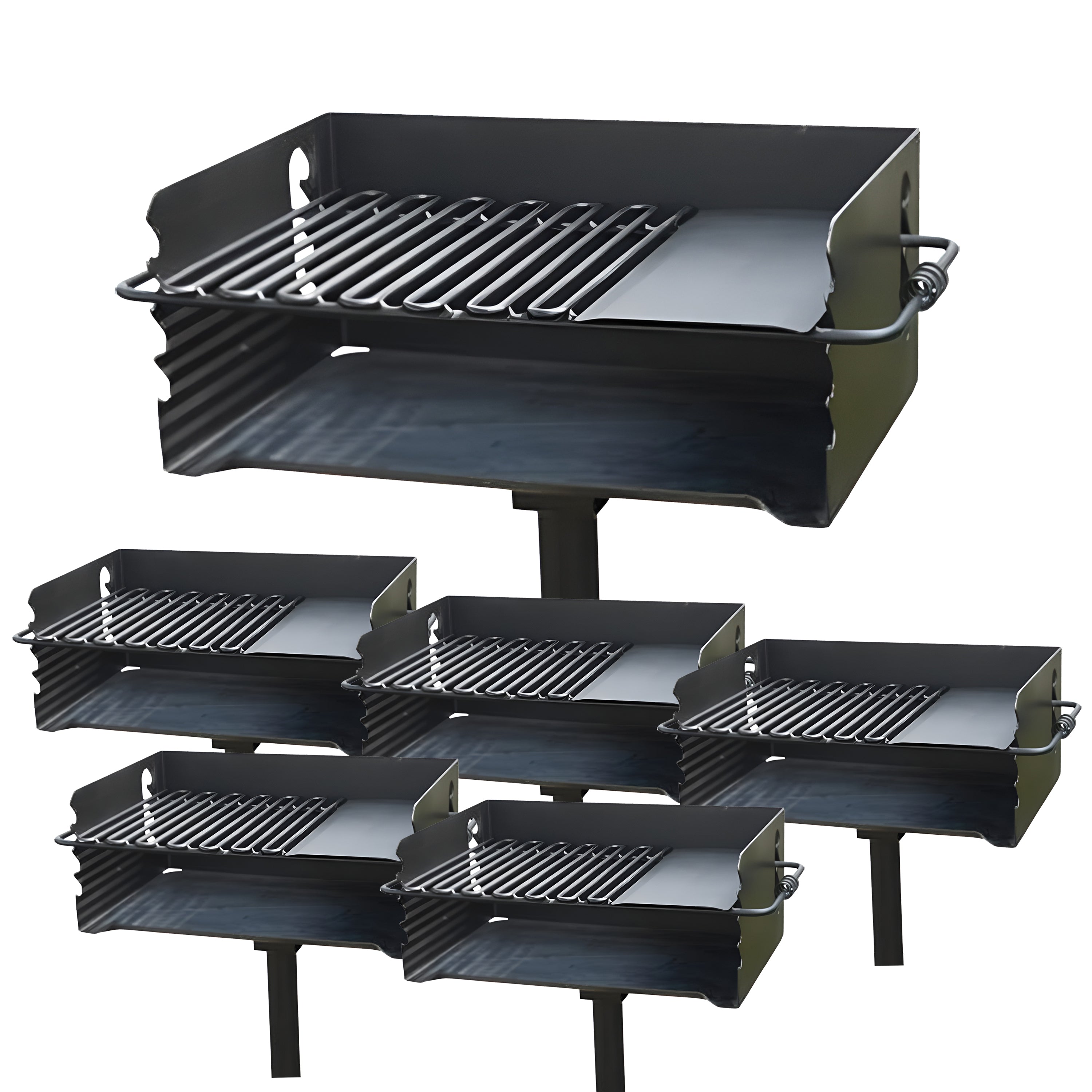 Pilot Rock CBP-135 Park Style Outdoor BBQ Charcoal Grill with Swivel, 6 Pack - VMInnovations