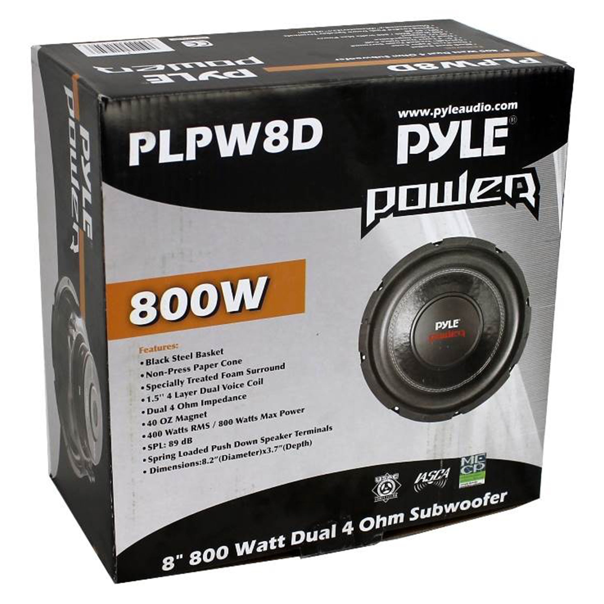 Pyle 8 Inch 1600W DVC 4 Ohm Car Audio Subwoofer Speaker Set, Black (2 Pack) - VMInnovations