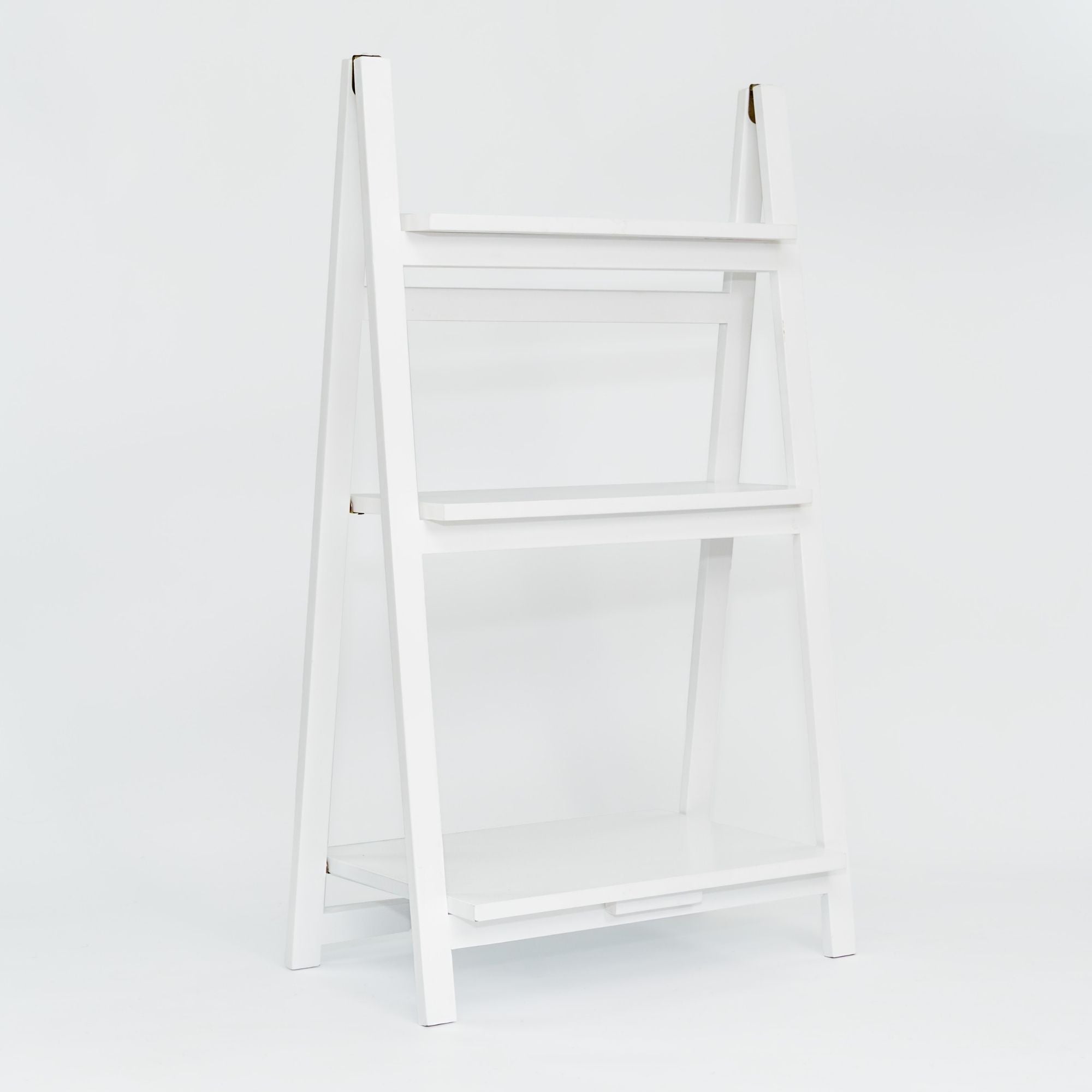 PJ Wood 3 Tier Foldable Bookshelf Wooden Storage Rack Home Stand, White (Used) - VMInnovations