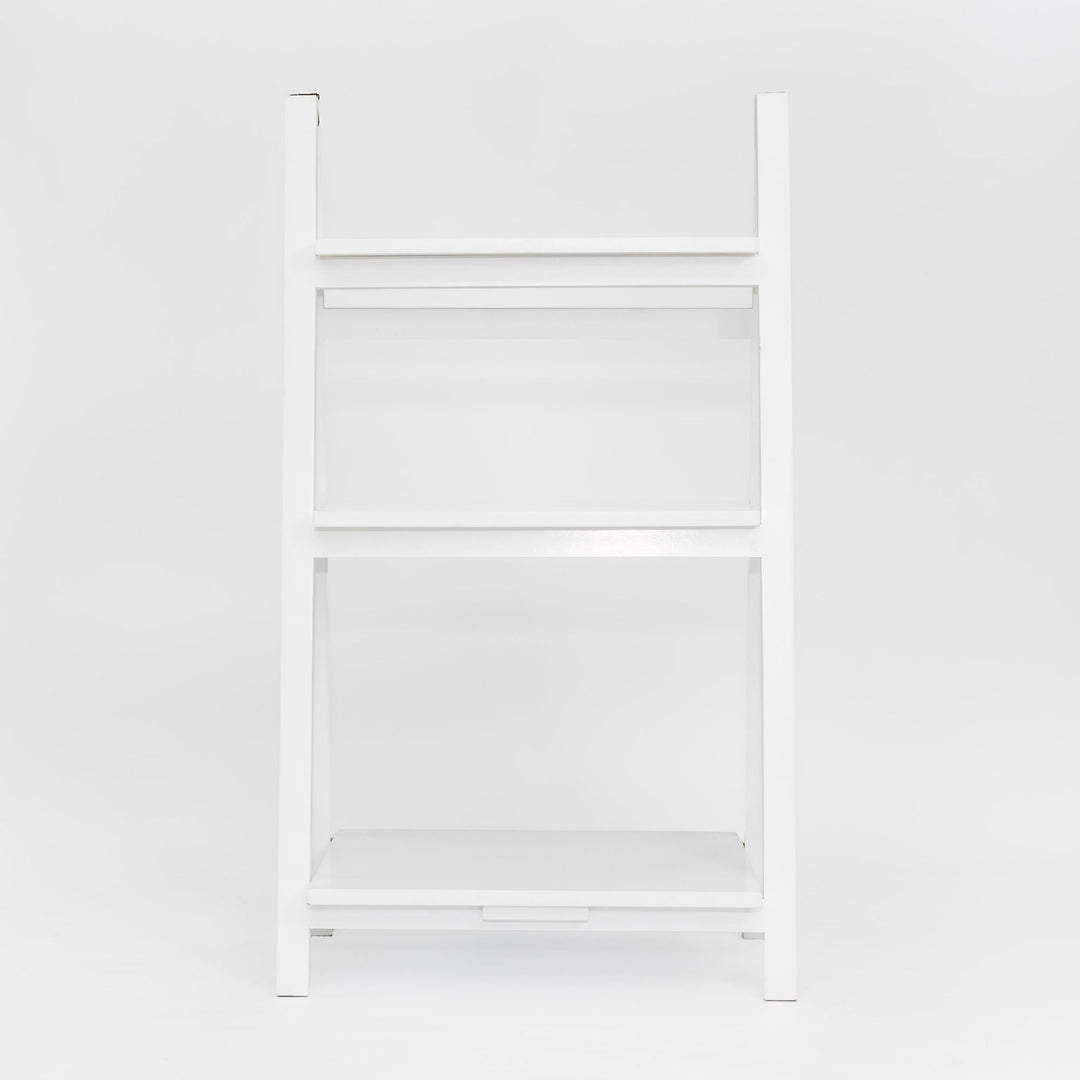 PJ Wood 3 Tier Foldable Bookshelf Wooden Storage Rack Home Display Stand, White