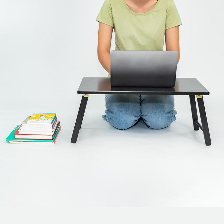 PJ Wood Folding Laptop Desk Tray Portable Bed Table for Computer Work, Black - VMInnovations