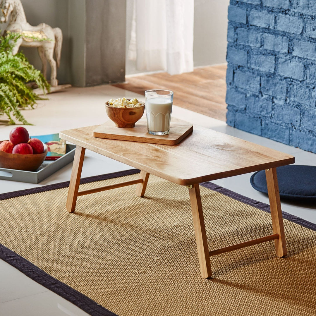 PJ Wood Folding Laptop Desk Tray Portable Bed Table for Computer Work, Natural