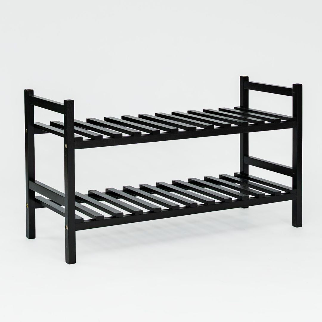 PJ Wood Stackable Wood Shoe Rack Organizer Shelf Closet Bedroom(Open Box) - VMInnovations