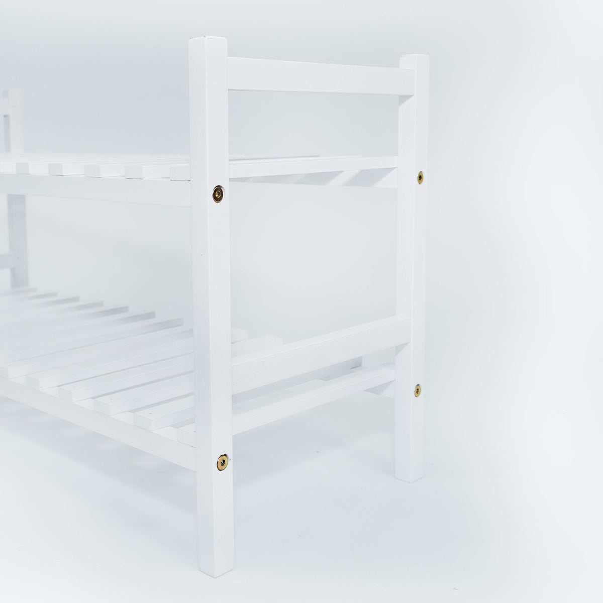 PJ Wood Stackable Wood Shoe Rack Organizer For Closet Bedroom, White (Open Box)