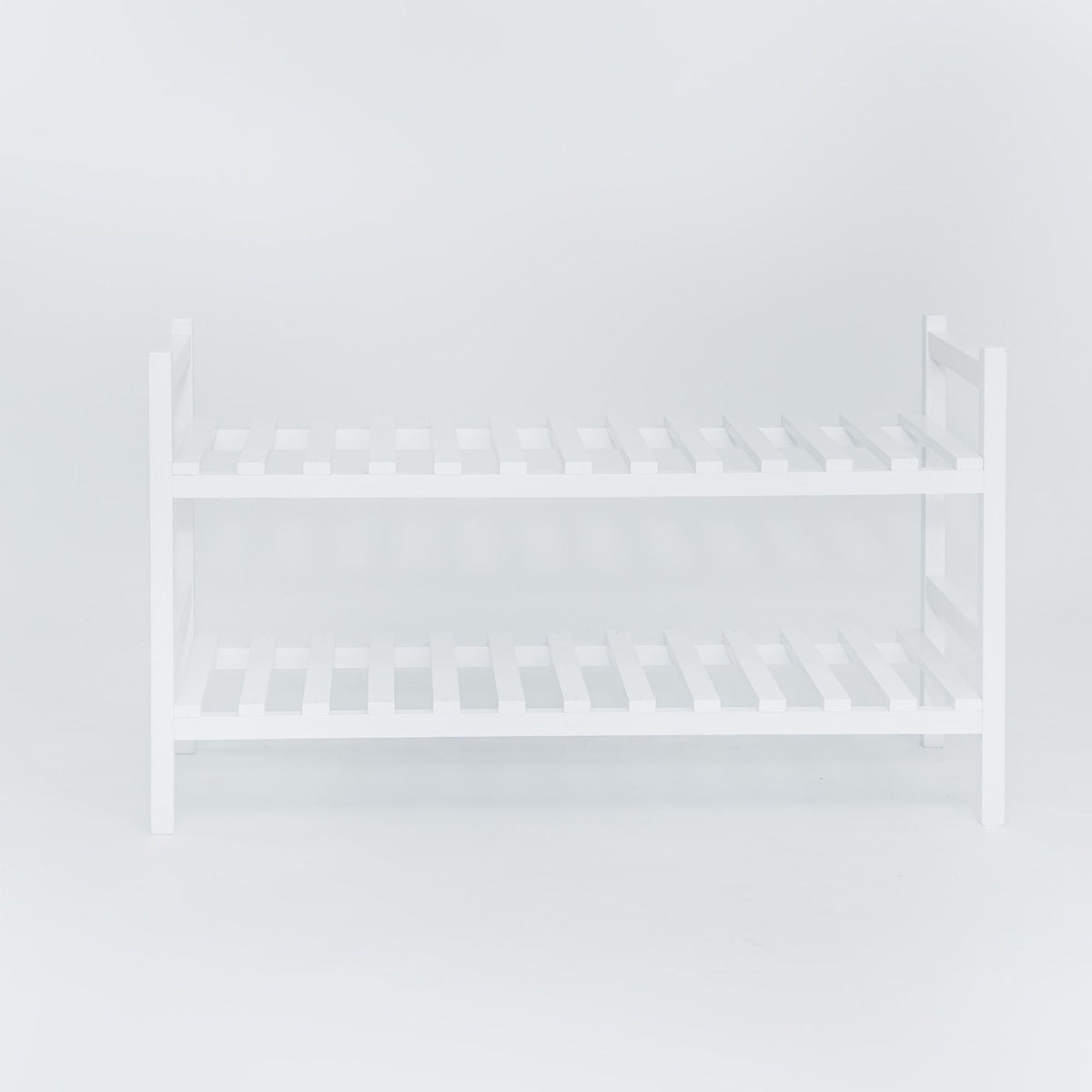 PJ Wood Stackable Wood Shoe Rack Organizer For Closet Bedroom, White (Open Box)