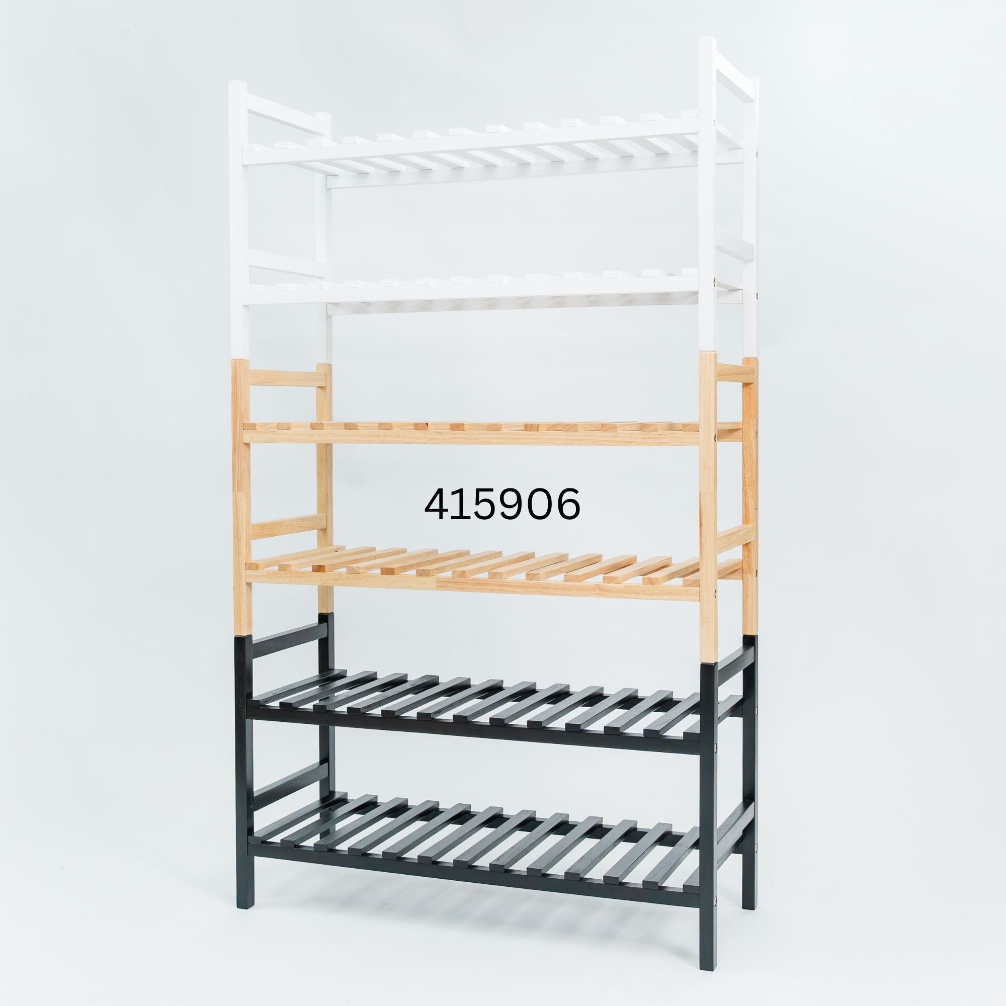 PJ Wood Stackable Wood Shoe Rack Organizer Shelf Closet Entryway Bedroom Natural - VMInnovations