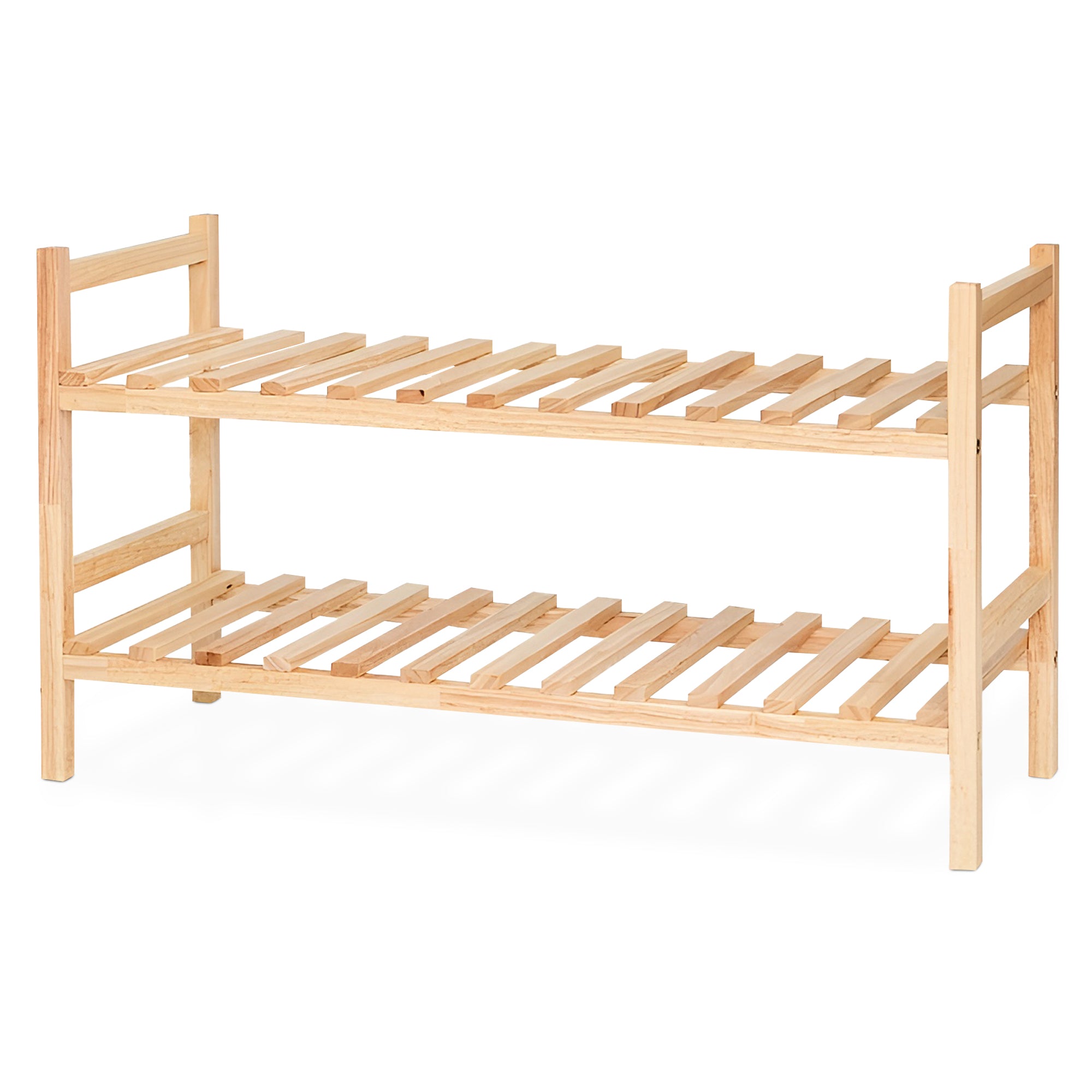 PJ Wood Stackable Wood Shoe Rack Organizer Shelf Closet Entryway Bedroom Natural - VMInnovations