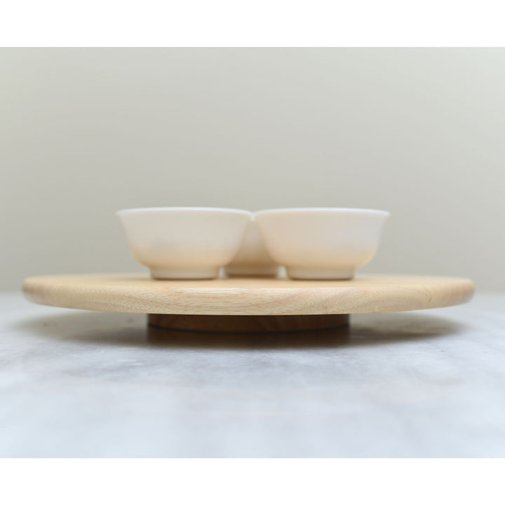 PJ Wood Round Natural Wooden Lazy Susan Organizer Kitchen Cabinet Turntable Tray