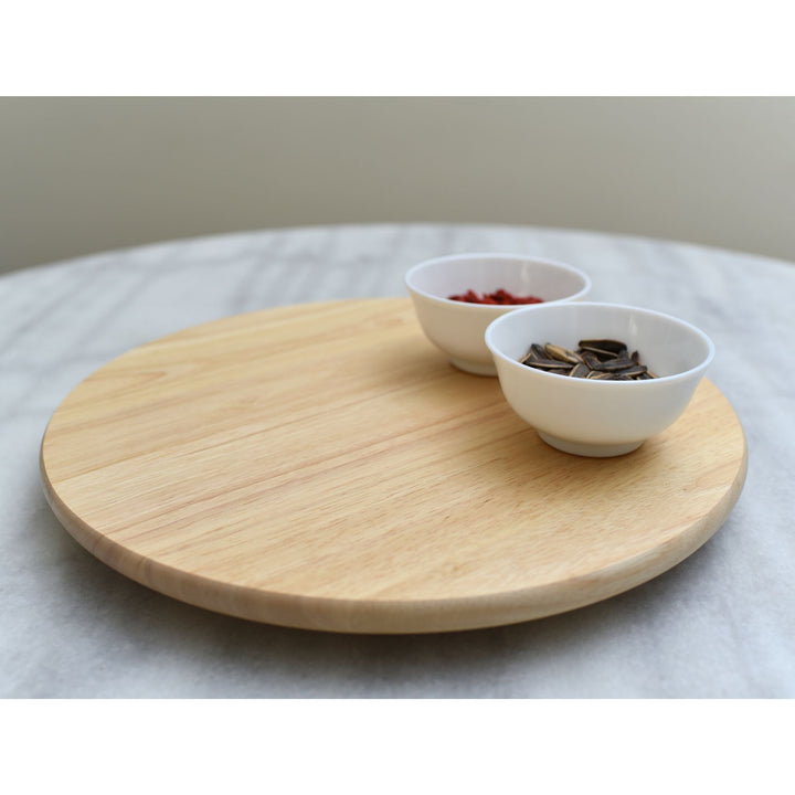 PJ Wood Round Natural Wooden Lazy Susan Organizer Kitchen Cabinet Turntable Tray