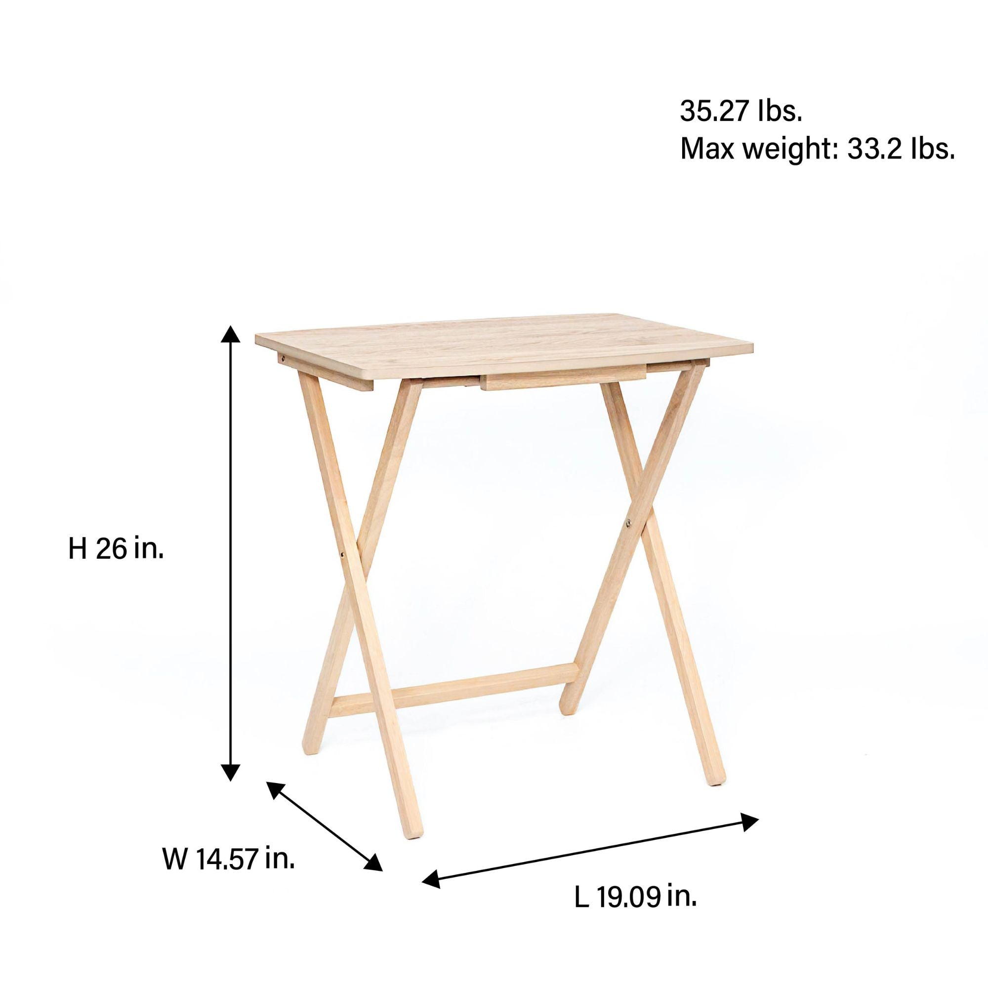 PJ Wood 5 Pack XL Oversize Tray Table for Living Room or Kitchen, Natural Wood - VMInnovations