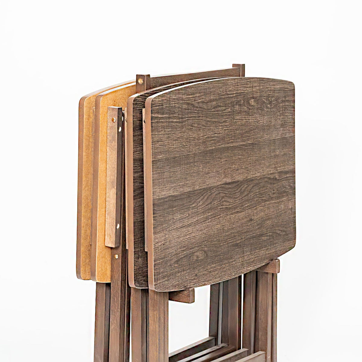 PJ Wood 5pk Oversize Tray Table, Living Room or Kitchen, Rustic Espresso (Used) - VMInnovations