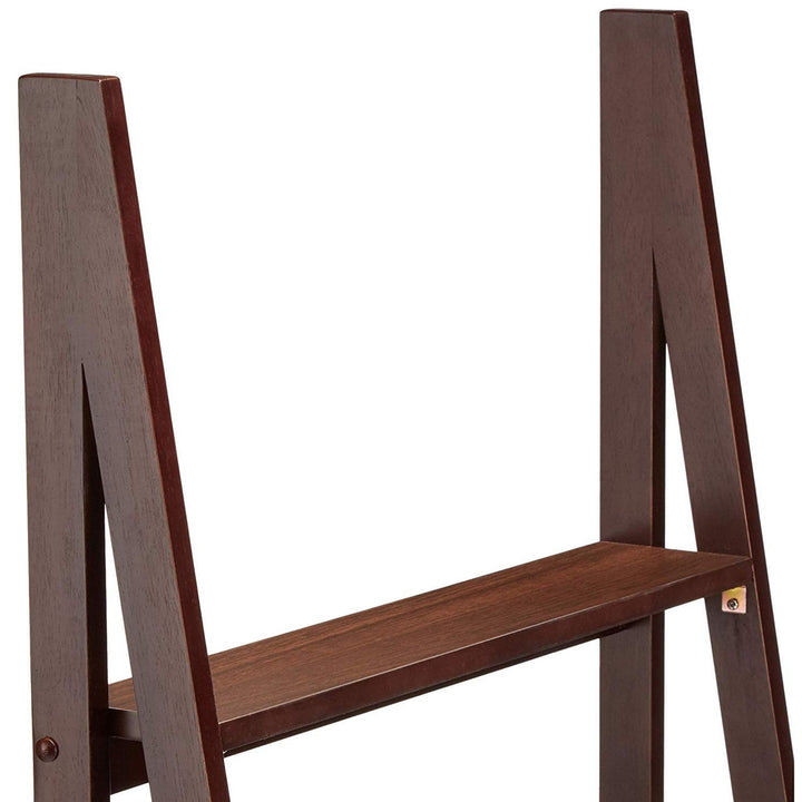 PJ Wood 5 Tier Wooden Ladder Shelf Organizer Bookcase Home Display, Espresso