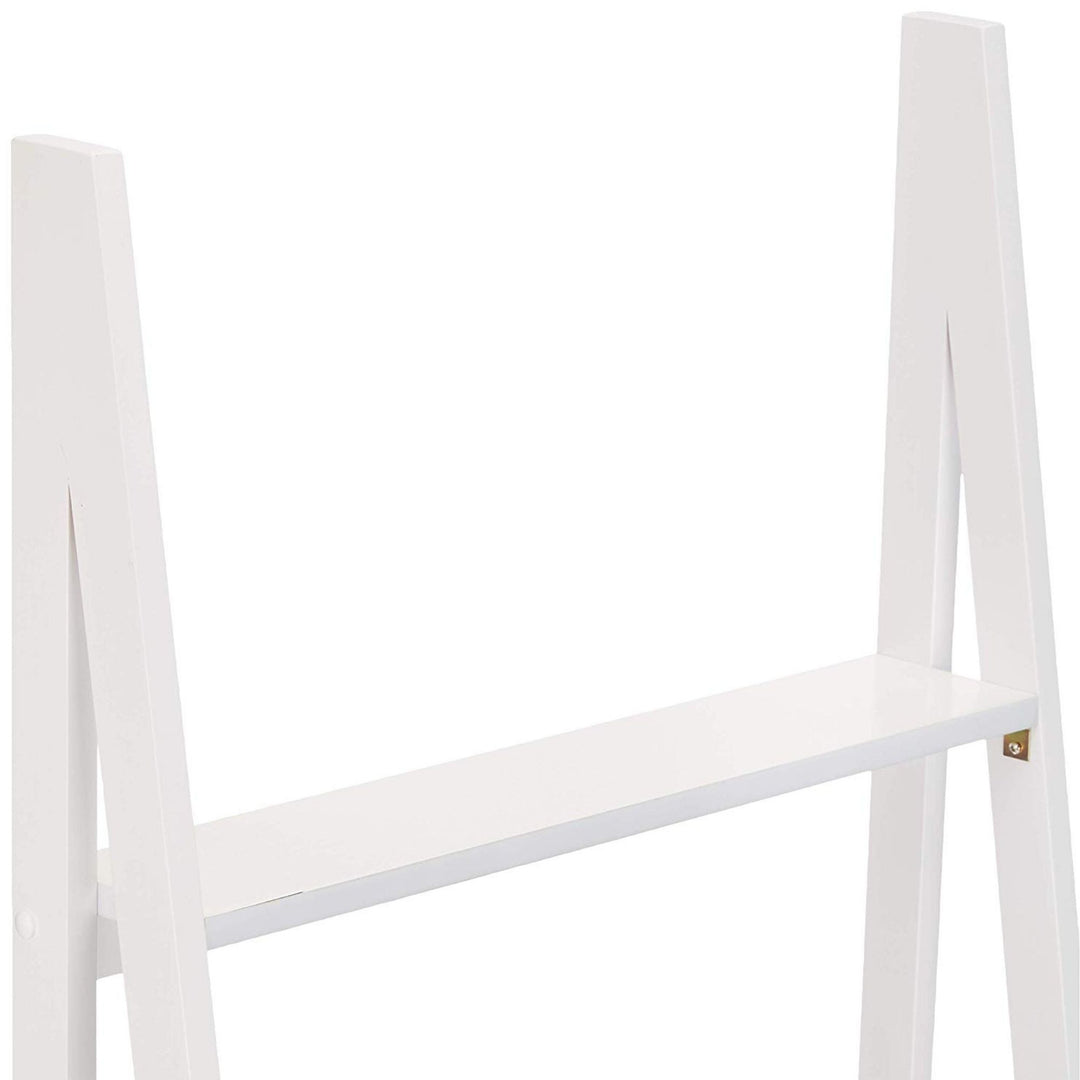 PJ Wood 5 Tier Wooden Ladder Shelf Organizer Bookcase Home Display Stand, White