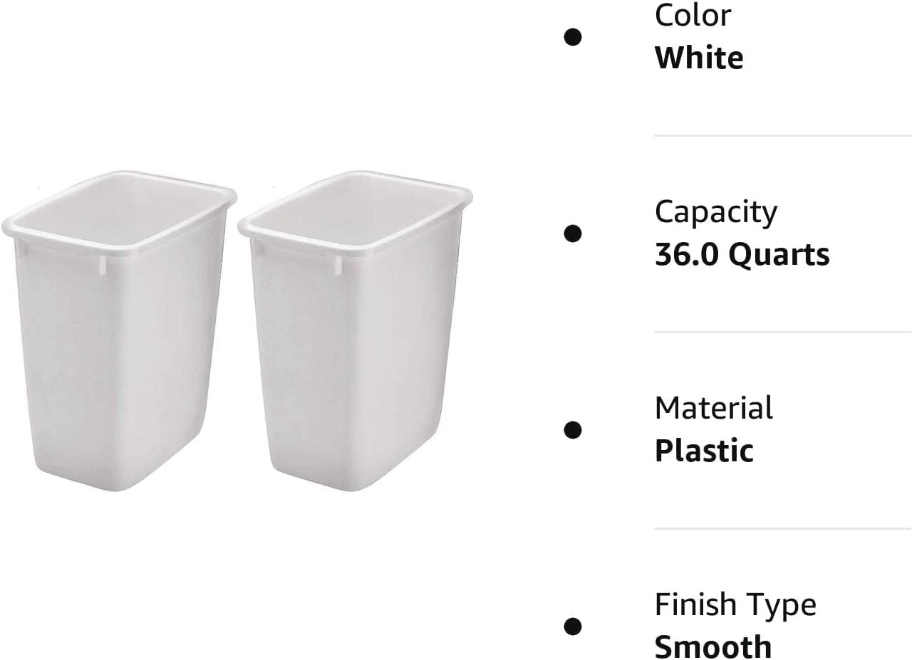 Rubbermaid Open Top Wastebasket Large Plastic Trash Bin Container, 36 Qt, 2 Pack - VMInnovations