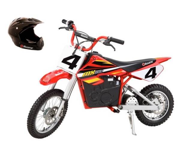 Razor MX500 Dirt Rocket 36V Electric Toy Dirt Bike & Full Face Youth Helmet, Red