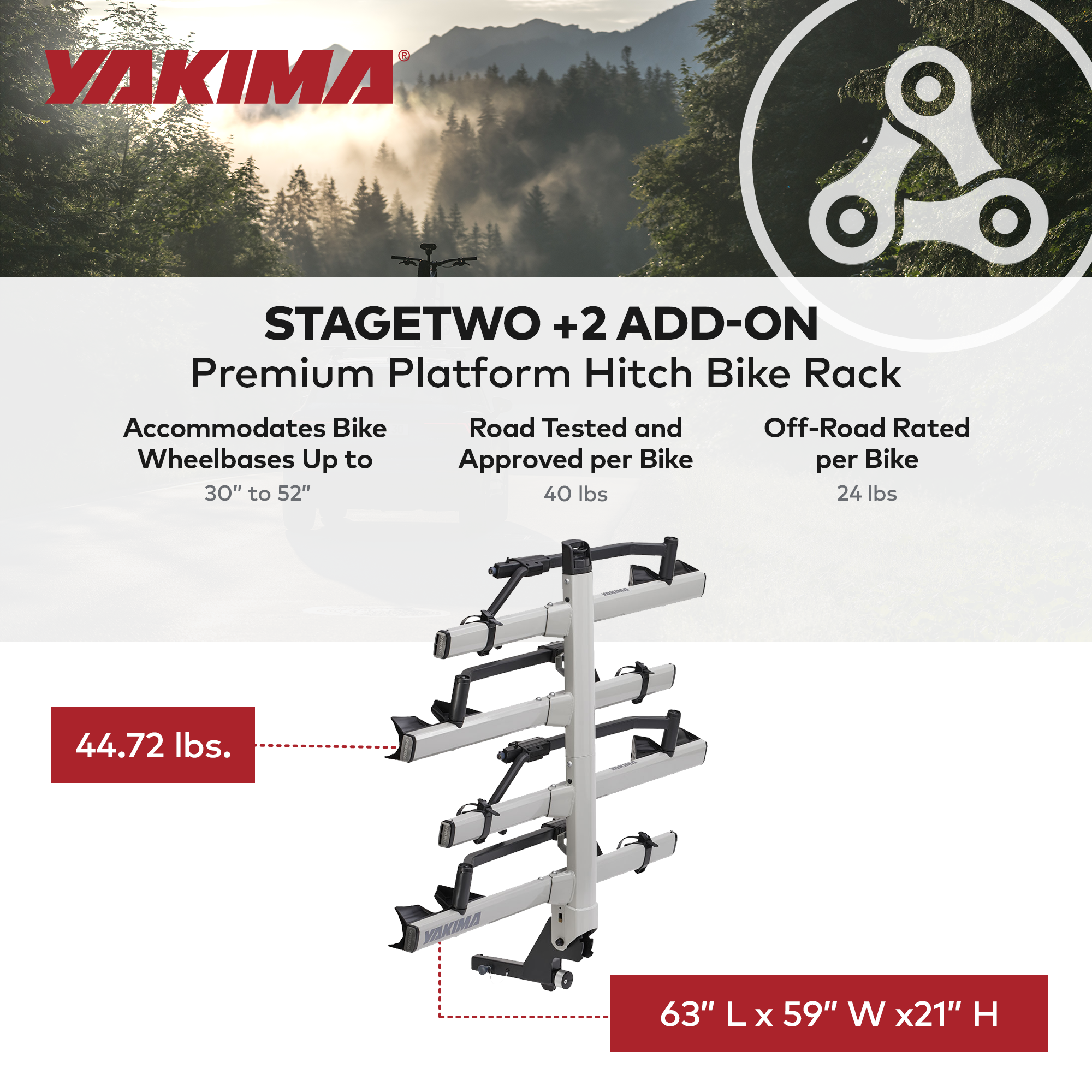 Yakima StageTwo 2" Premium Platform +2 Bike Tray Vehicle Hitch Add On (Open Box)
