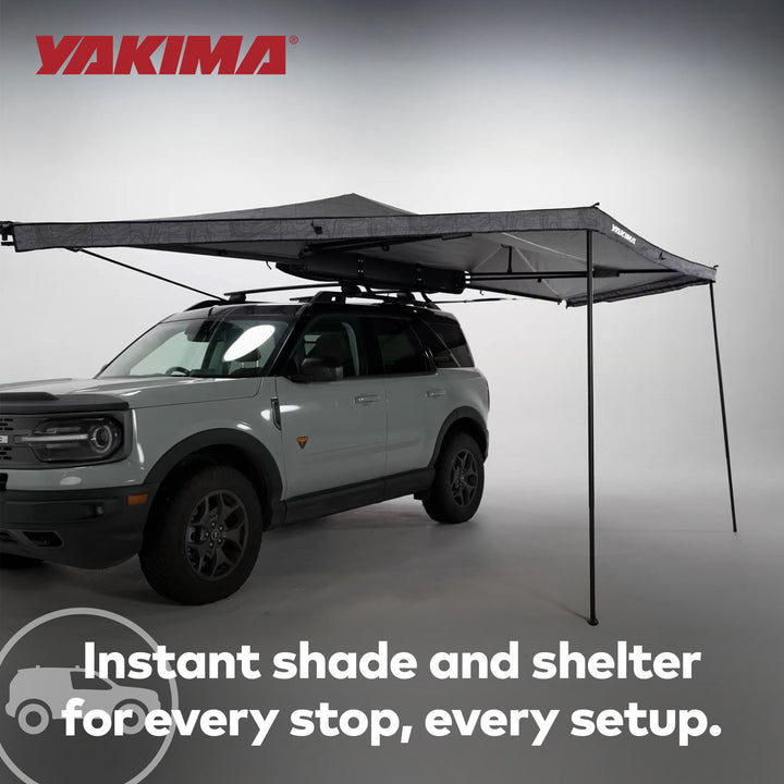 Yakima OverNOut 180 Awning, Opens on Left Side with 94 Sq. Ft. Coverage, Gray - VMInnovations