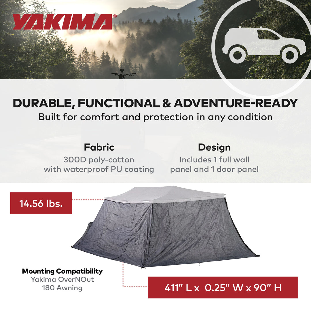 Yakima OverNOut 180 Wall Kit Awning Accessory with Wall and Door Panel, Gray - VMInnovations
