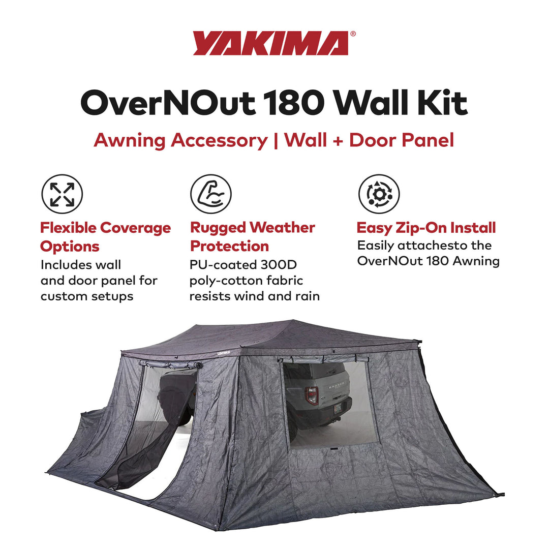 Yakima OverNOut 180 Wall Kit Awning Accessory with Wall and Door Panel, Gray - VMInnovations