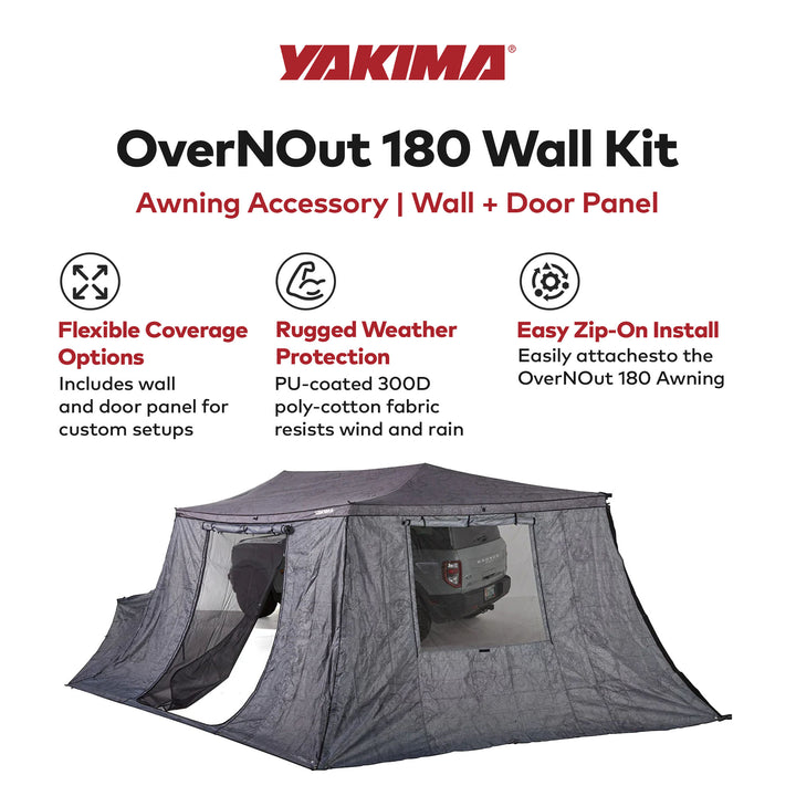 Yakima OverNOut 180 Wall Kit Awning Accessory with Wall and Door Panel, Gray - VMInnovations