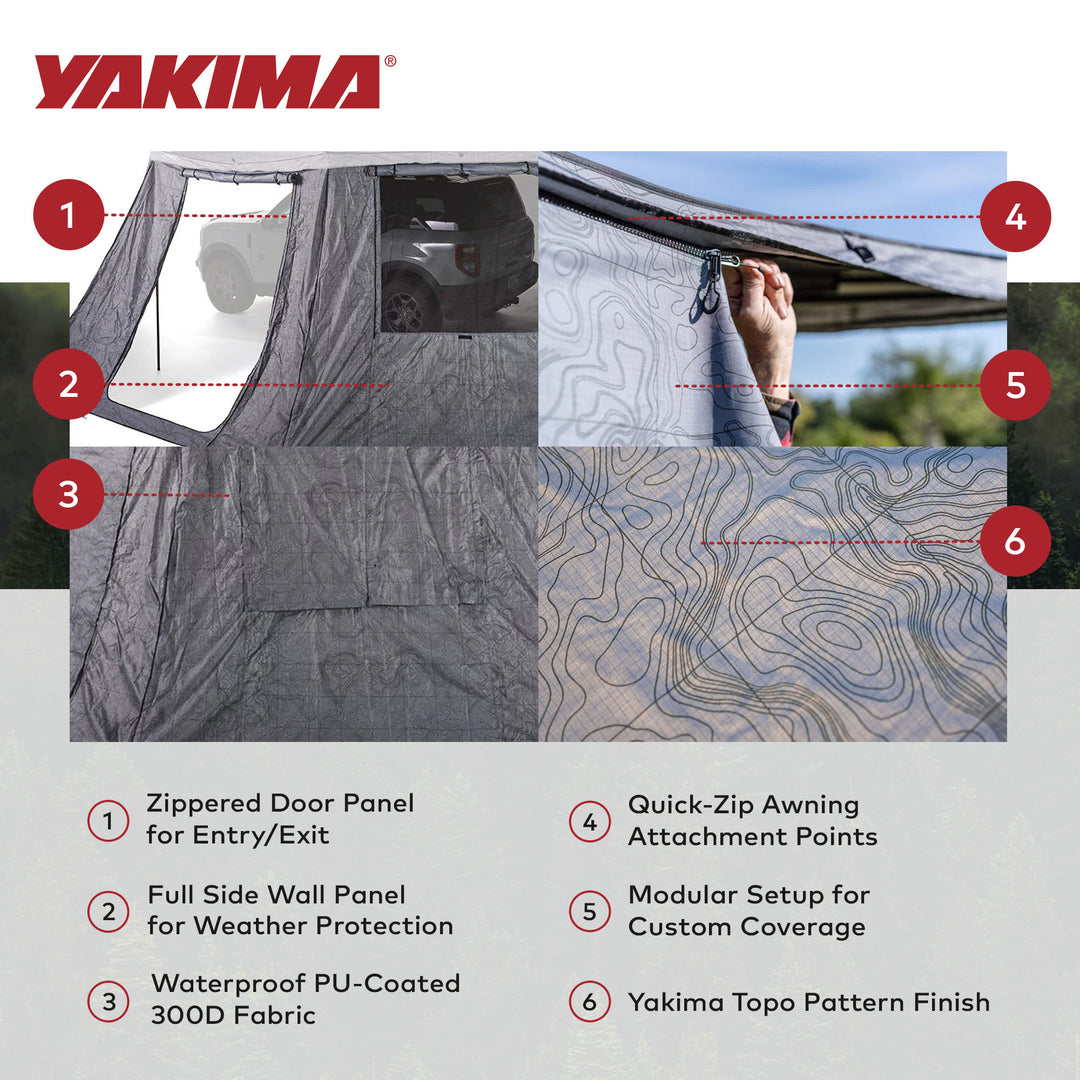 Yakima OverNOut 180 Wall Kit Awning Accessory with Wall and Door Panel, Gray - VMInnovations