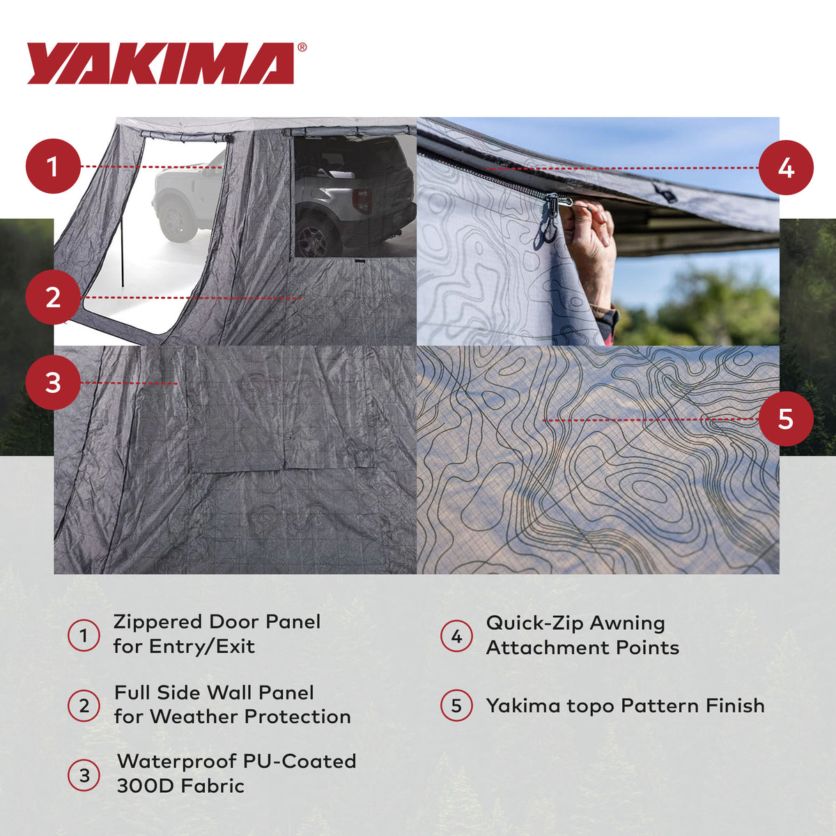 Yakima OverNOut 270 XL LH Full Wall Kit Awning w/Door Panel, Gray (Open Box) - VMInnovations
