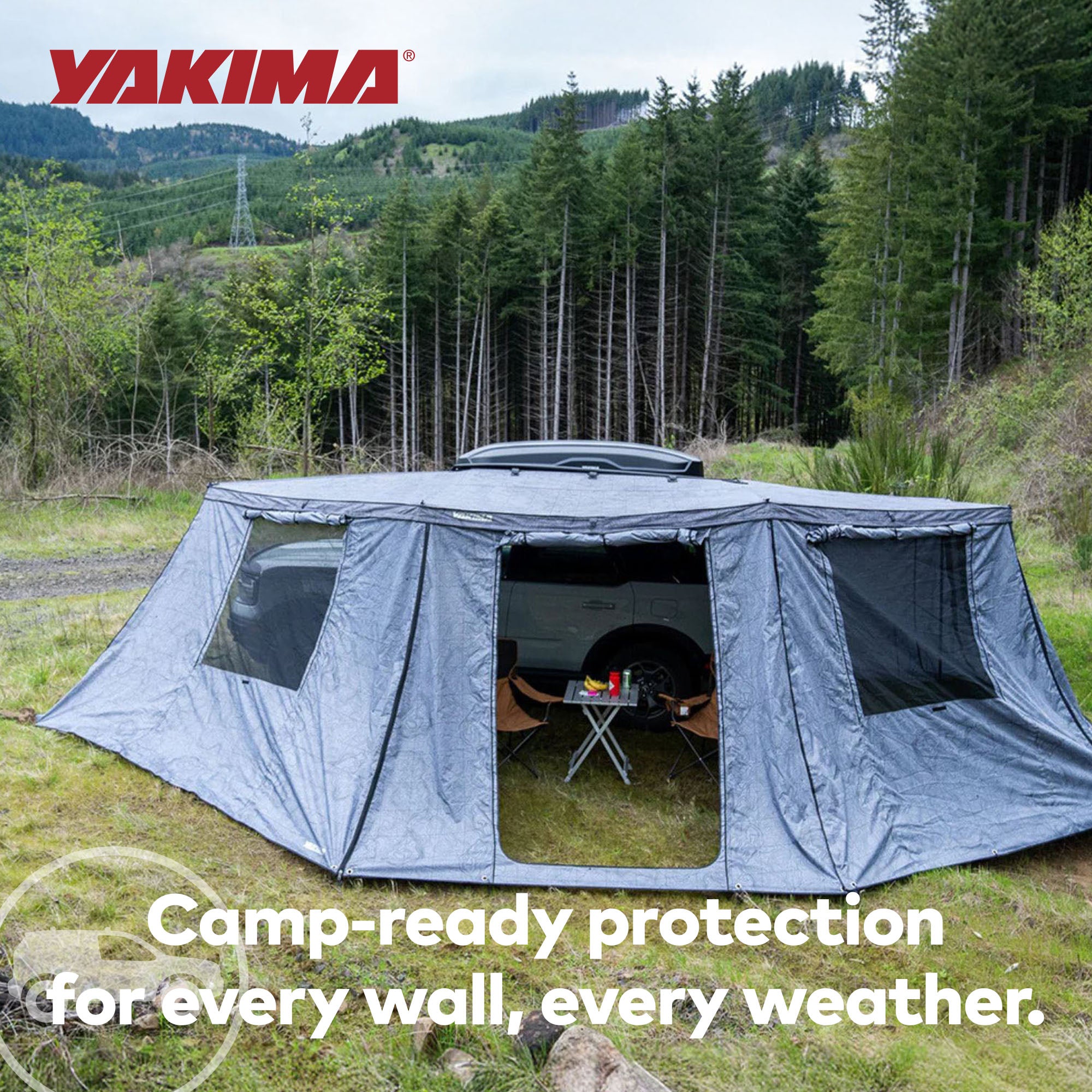 Yakima OverNOut 270 XL LH Full Wall Kit Awning w/Door Panel, Gray (Open Box) - VMInnovations