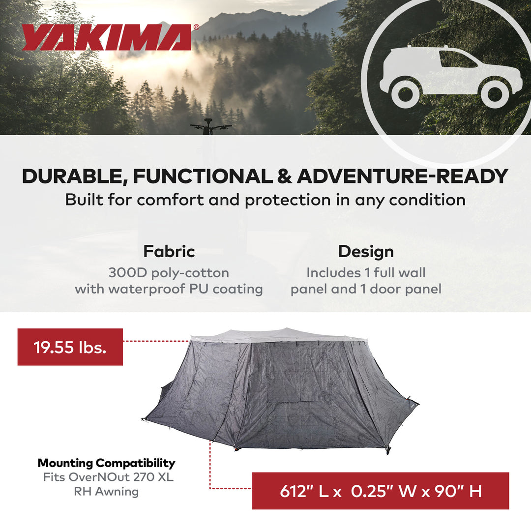 Yakima OverNOut 270 XL RH Full Wall Kit Awning Accessory with Door Panel, Gray - VMInnovations