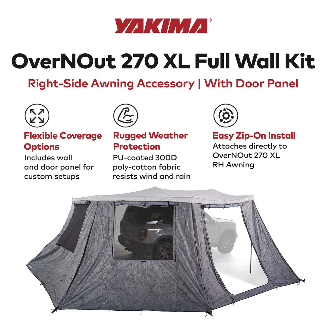 Yakima OverNOut 270 XL RH Full Wall Kit Awning Accessory with Door Panel, Gray - VMInnovations