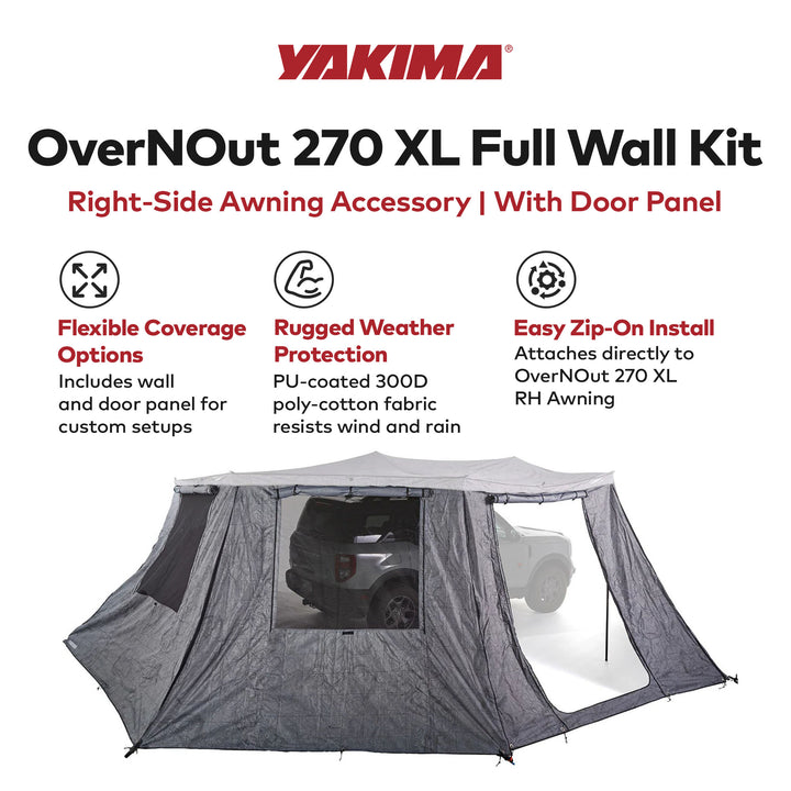 Yakima OverNOut 270 XL RH Full Wall Kit Awning Accessory with Door Panel, Gray - VMInnovations