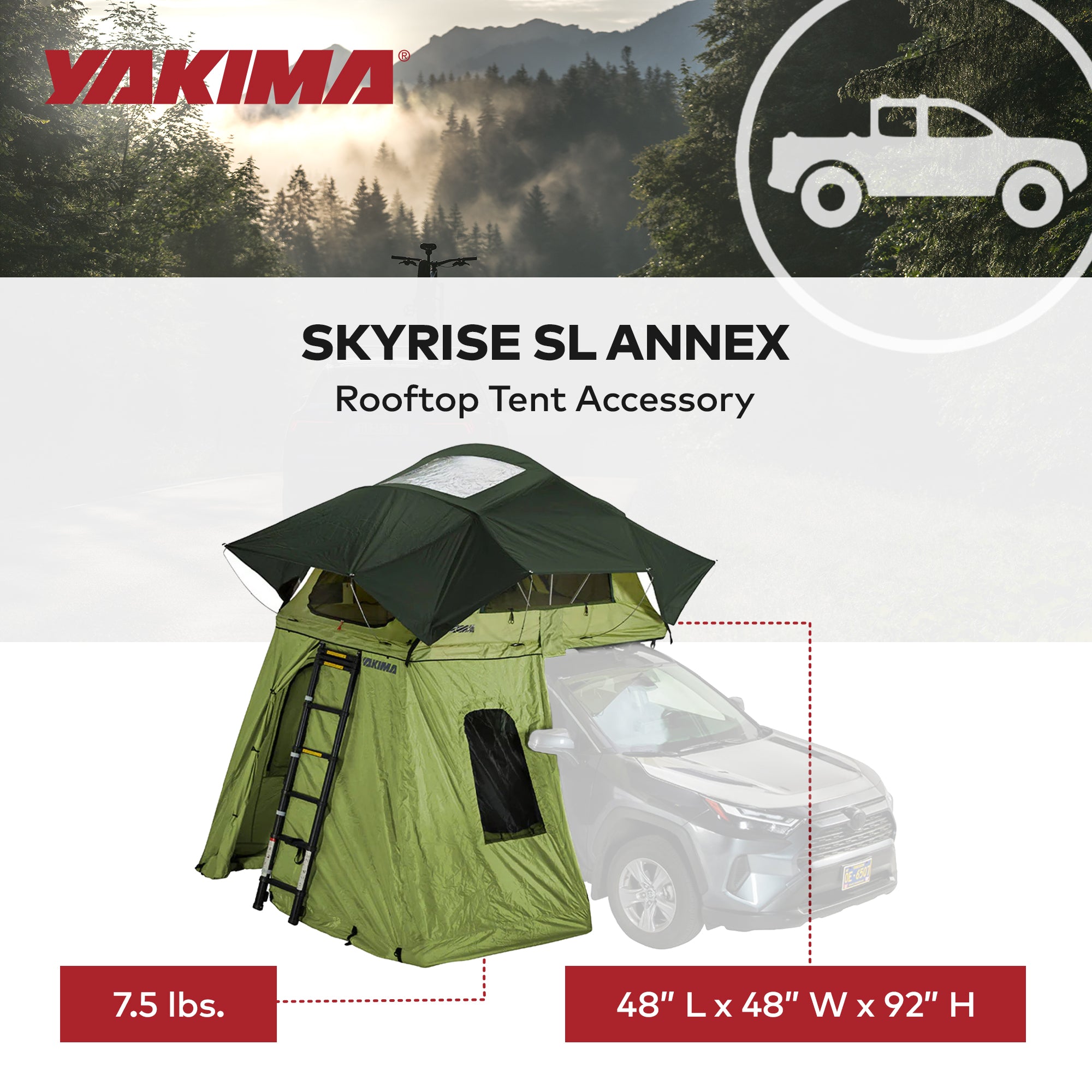 Yakima SkyRise SL Annex Wall Enclosure, SkyRise SL Rooftop Tents Green(Open Box) - VMInnovations