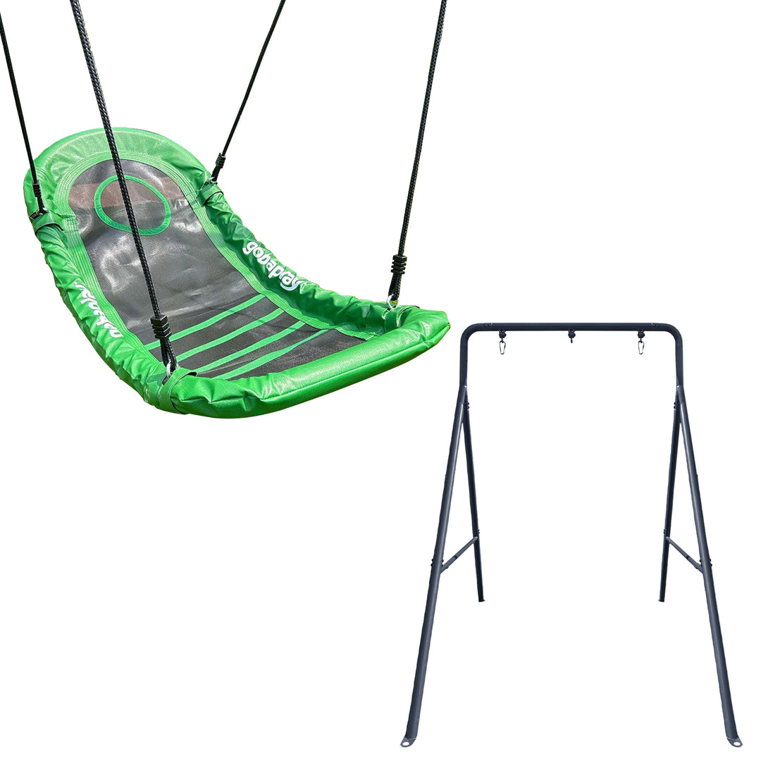 gobaplay Outdoor Swing Set Frame with Bars & gobaplay Boat Swing Platform Saucer