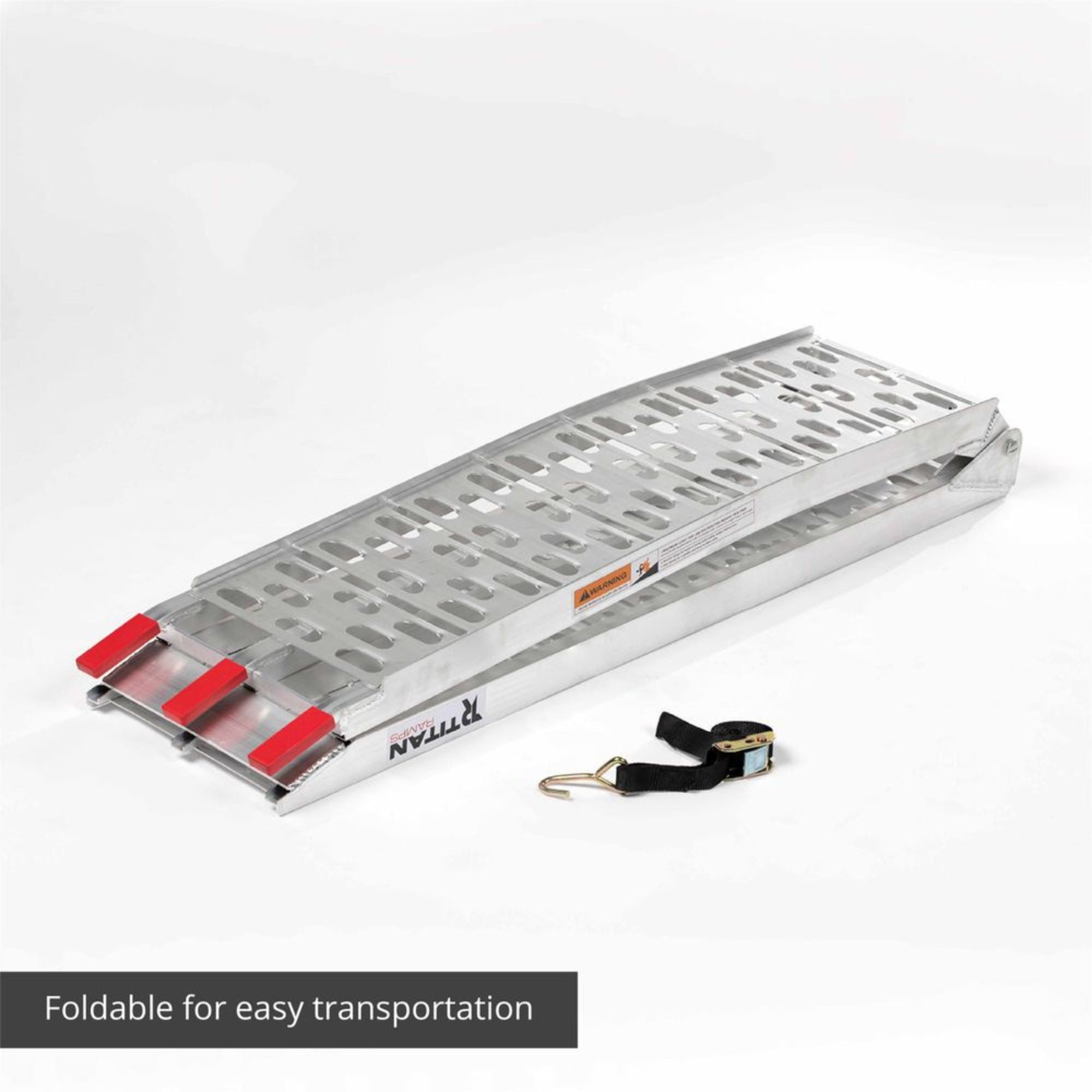 Titan Ramps 2 Pack 7.5’ Folding ATV Loading Ramps Arched Aluminum Design, Silver