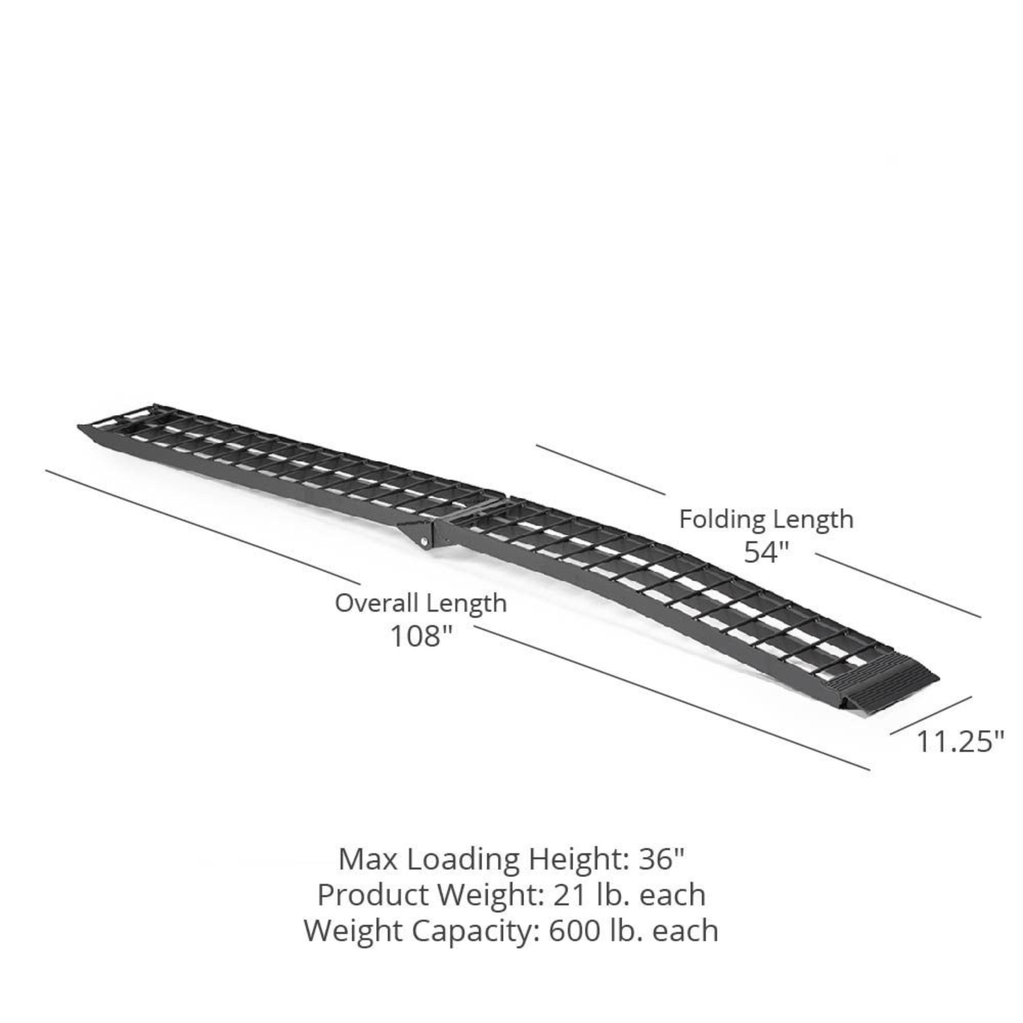 Titan Ramps 2 Pack 9’ Folding ATV Loading Ramps Arched Aluminum Design, Black - VMInnovations